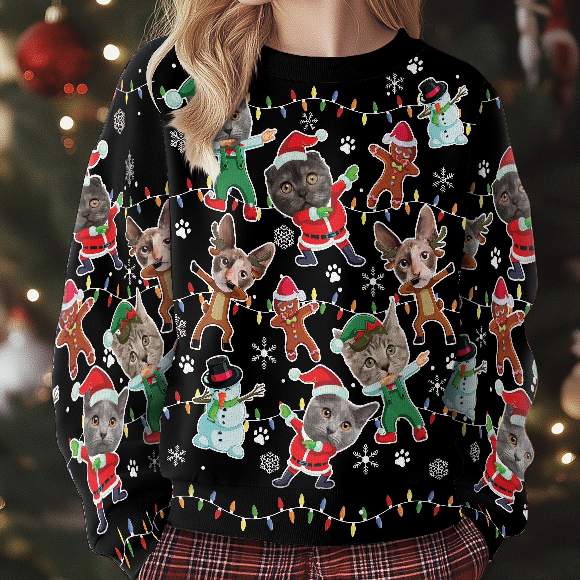 Custom Pet Face Ugly Christmas Sweater for Men Women – Personalized Photo Holiday Sweatshirt