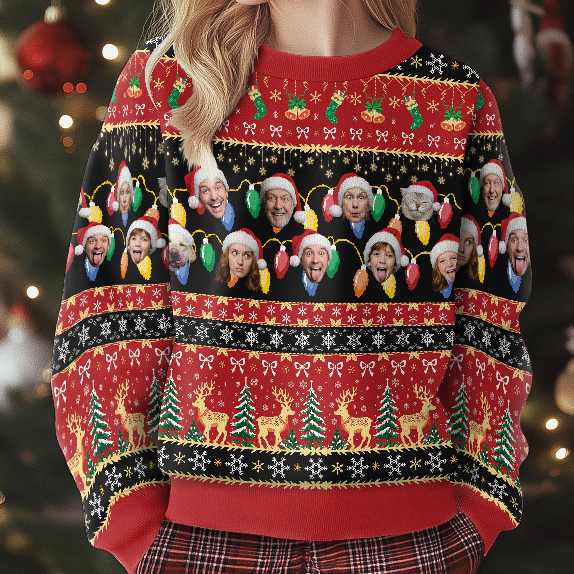 Custom Ugly Christmas Sweater – Personalized Photo Festive Knit for Family, Pets & Holiday Laughs