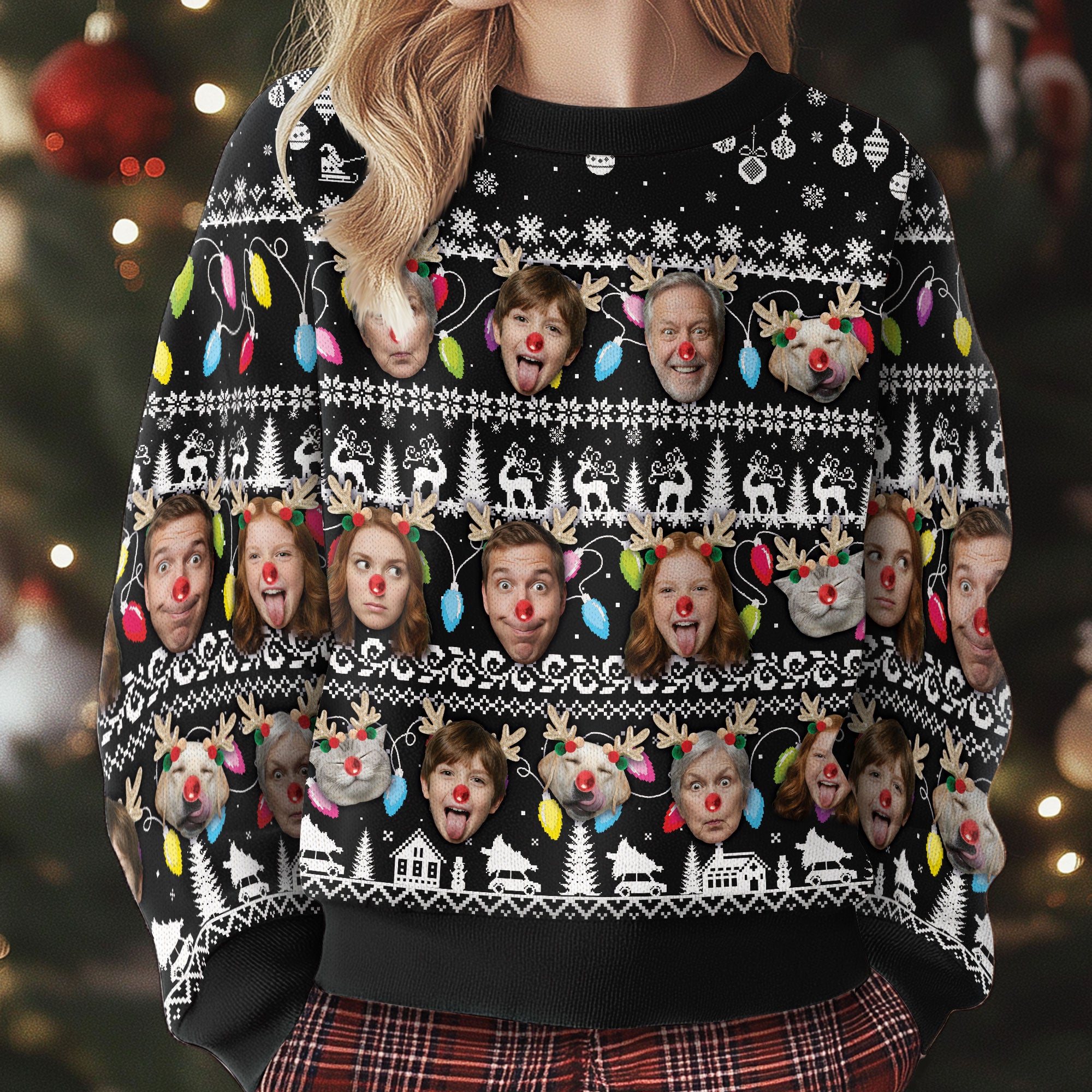 Personalized Christmas Photo Ugly Sweater – Add Your Family Faces