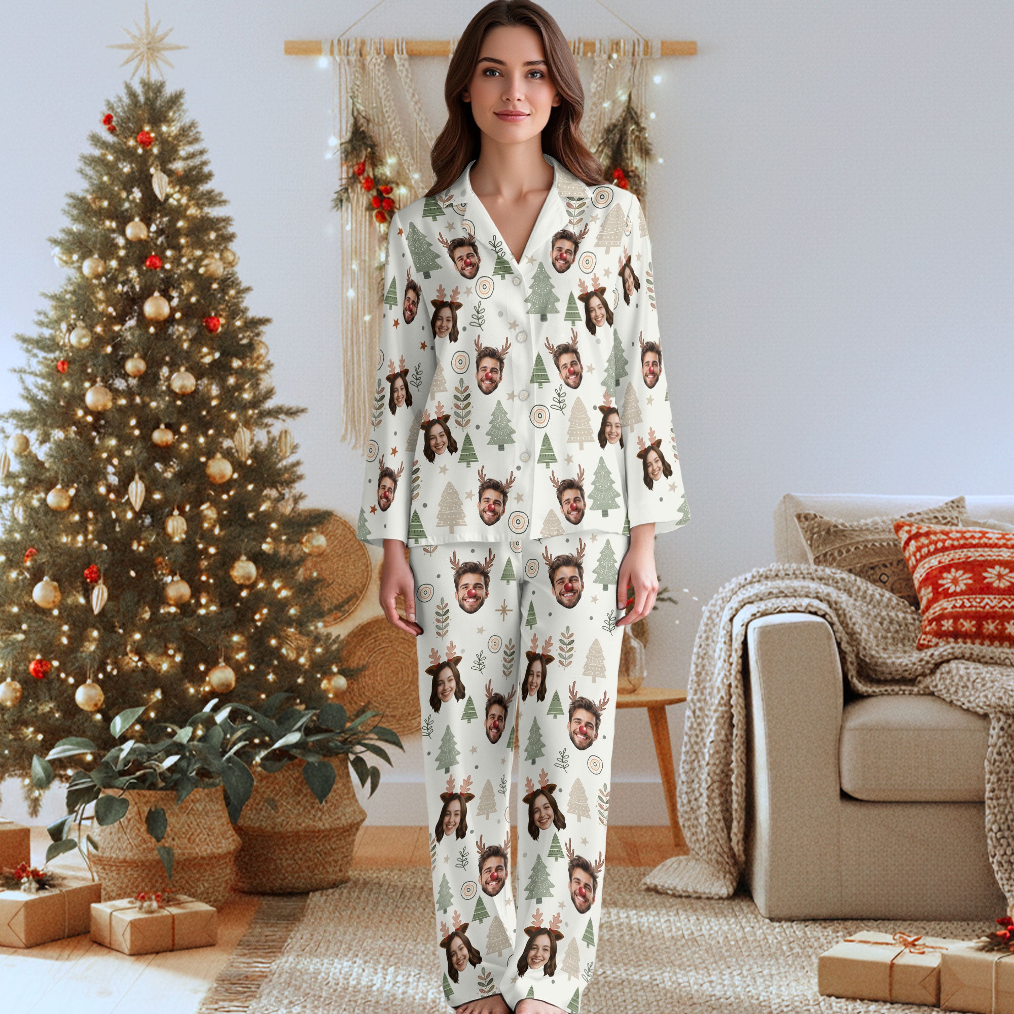 Custom Face Pajamas – Personalized Christmas PJs, Funny Matching Set for Lovers Gift