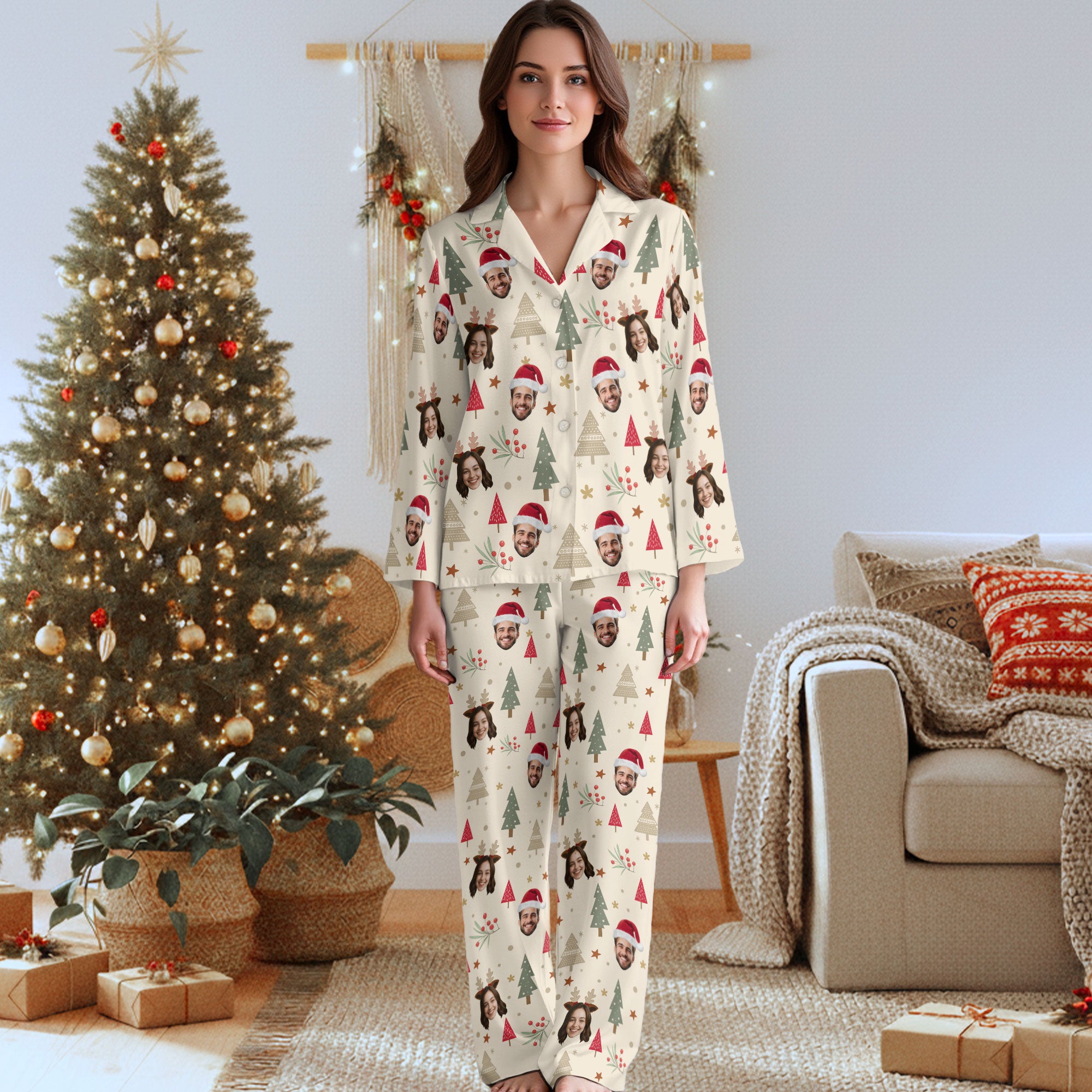 Personalized Photo Pajamas – Custom Christmas Matching PJs, Funny Loungewear for Couples