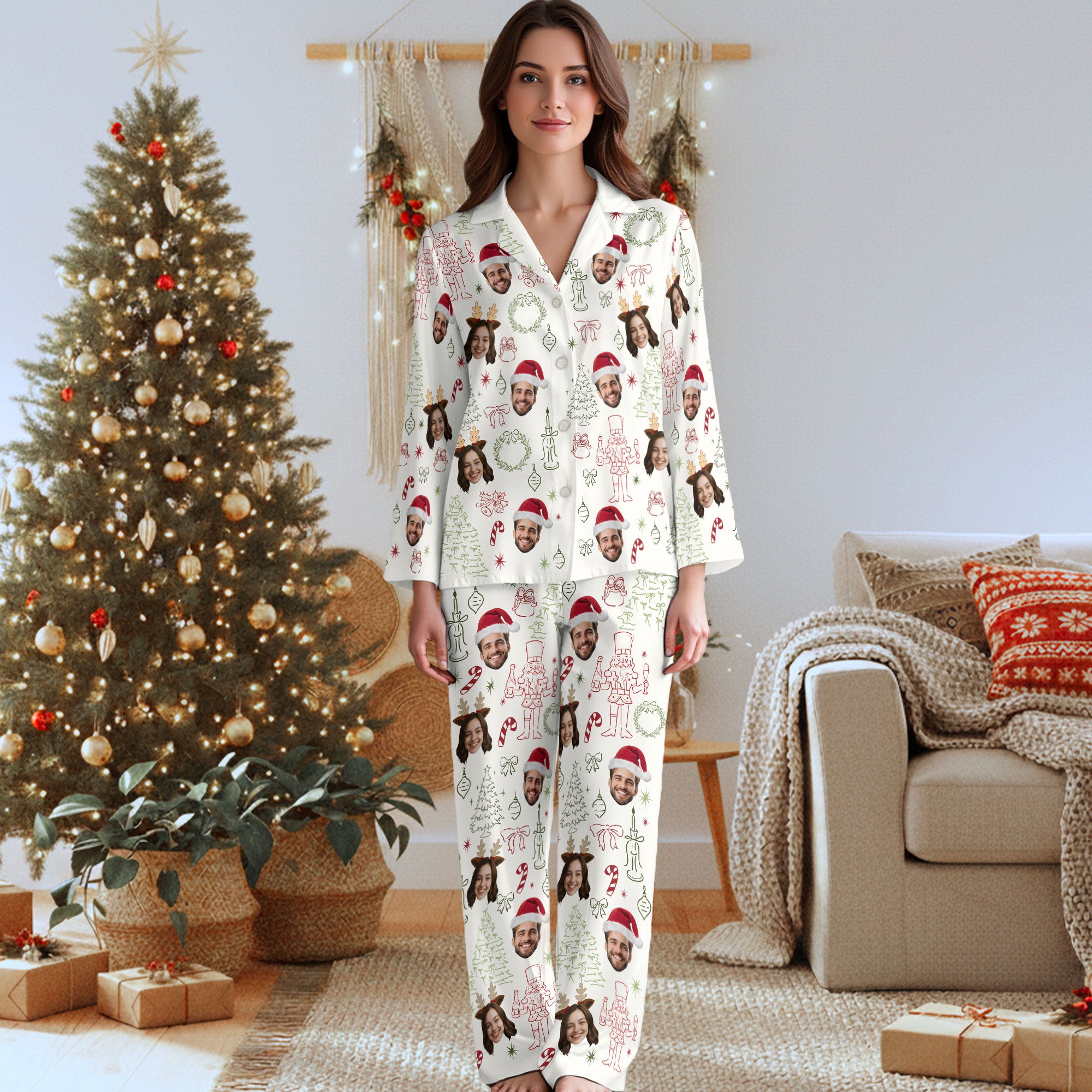 Custom Photo Matching Pajamas – Personalized Christmas PJs, Funny Sleepwear for Lovers