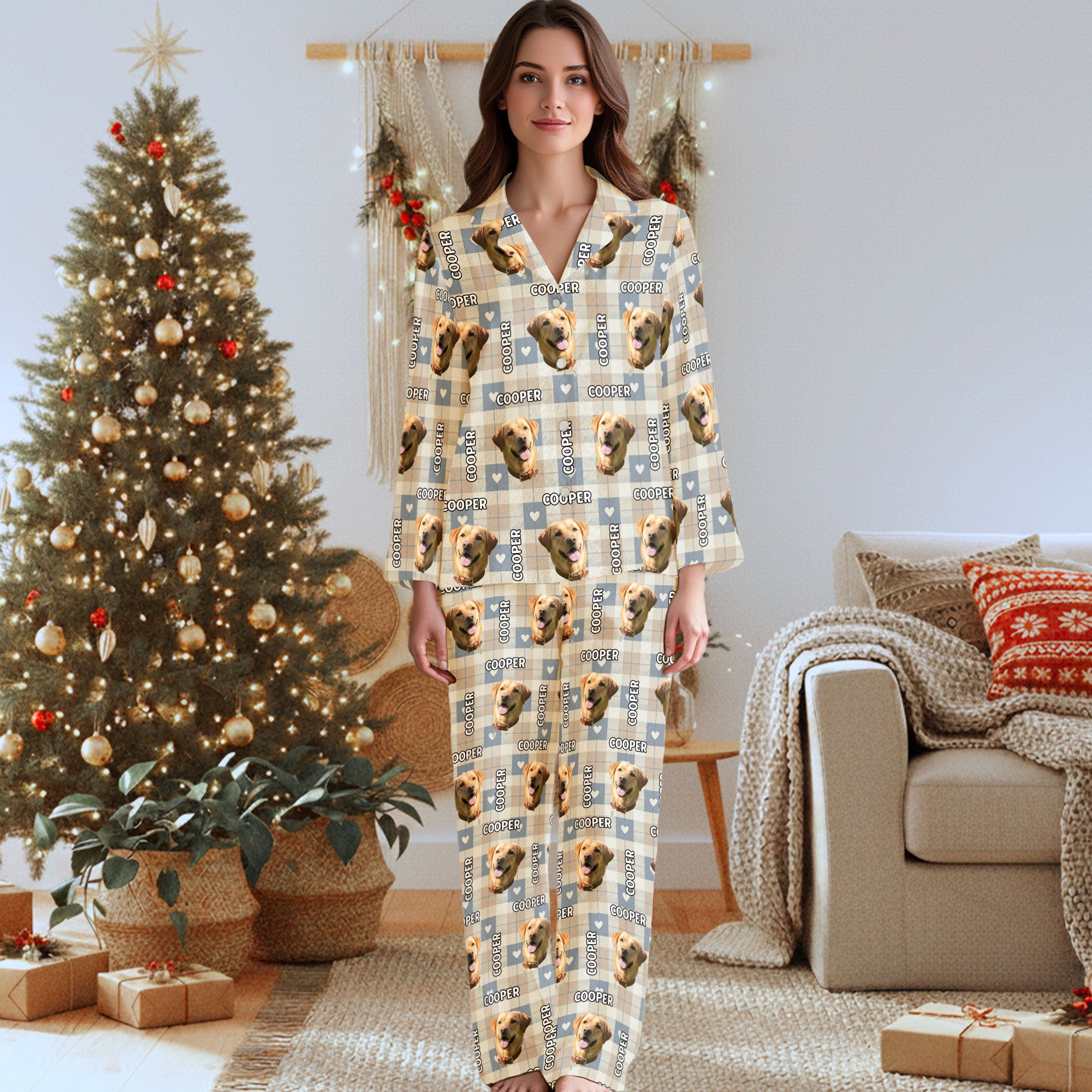 Custom Dog Face Pajamas – Funny Holiday PJs for Pet Lovers, Personalized Christmas Gift Loungewear