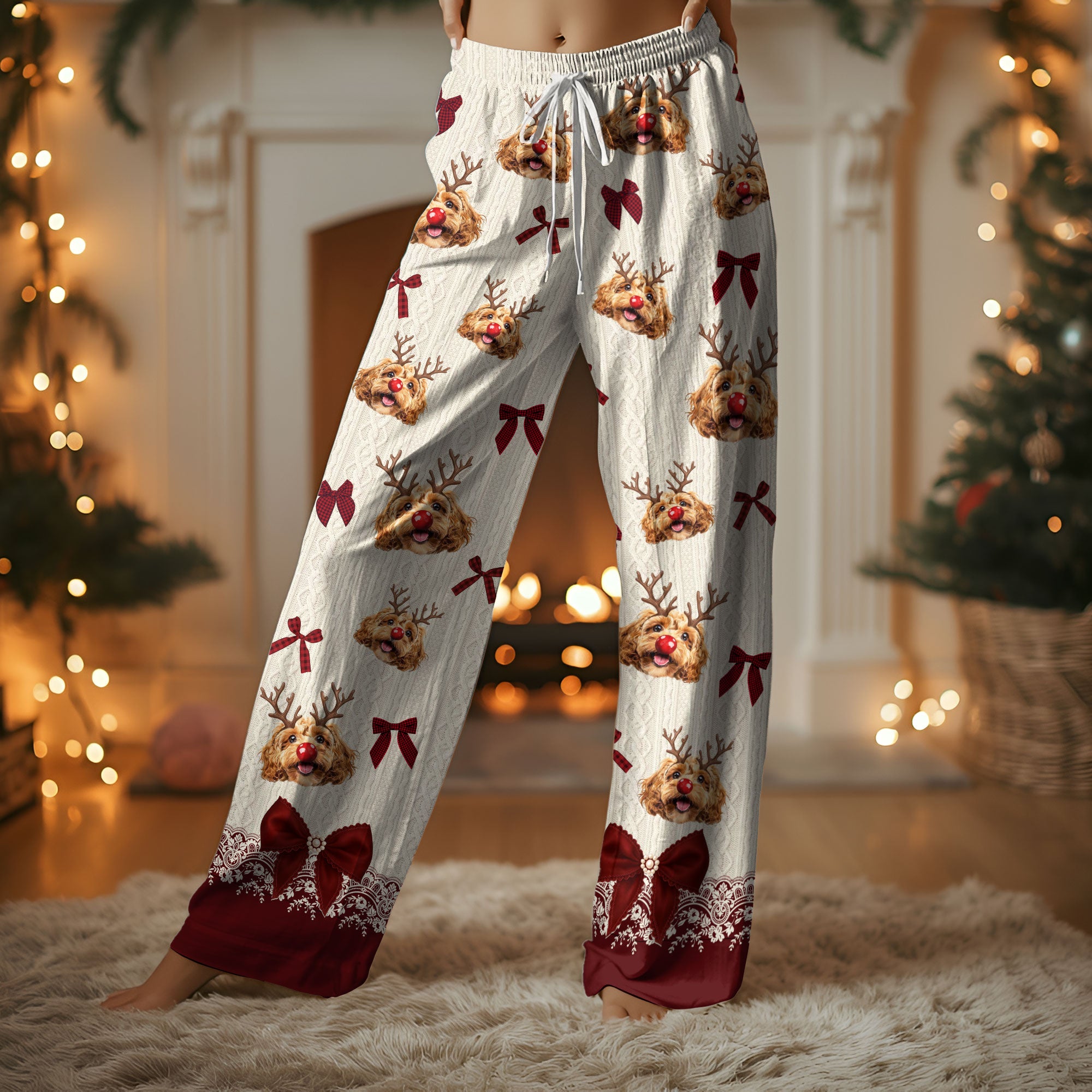 Custom Pet Photo Pajama Pants – Soft Imitation Cotton, Personalized Dog Lounge Wear Gift