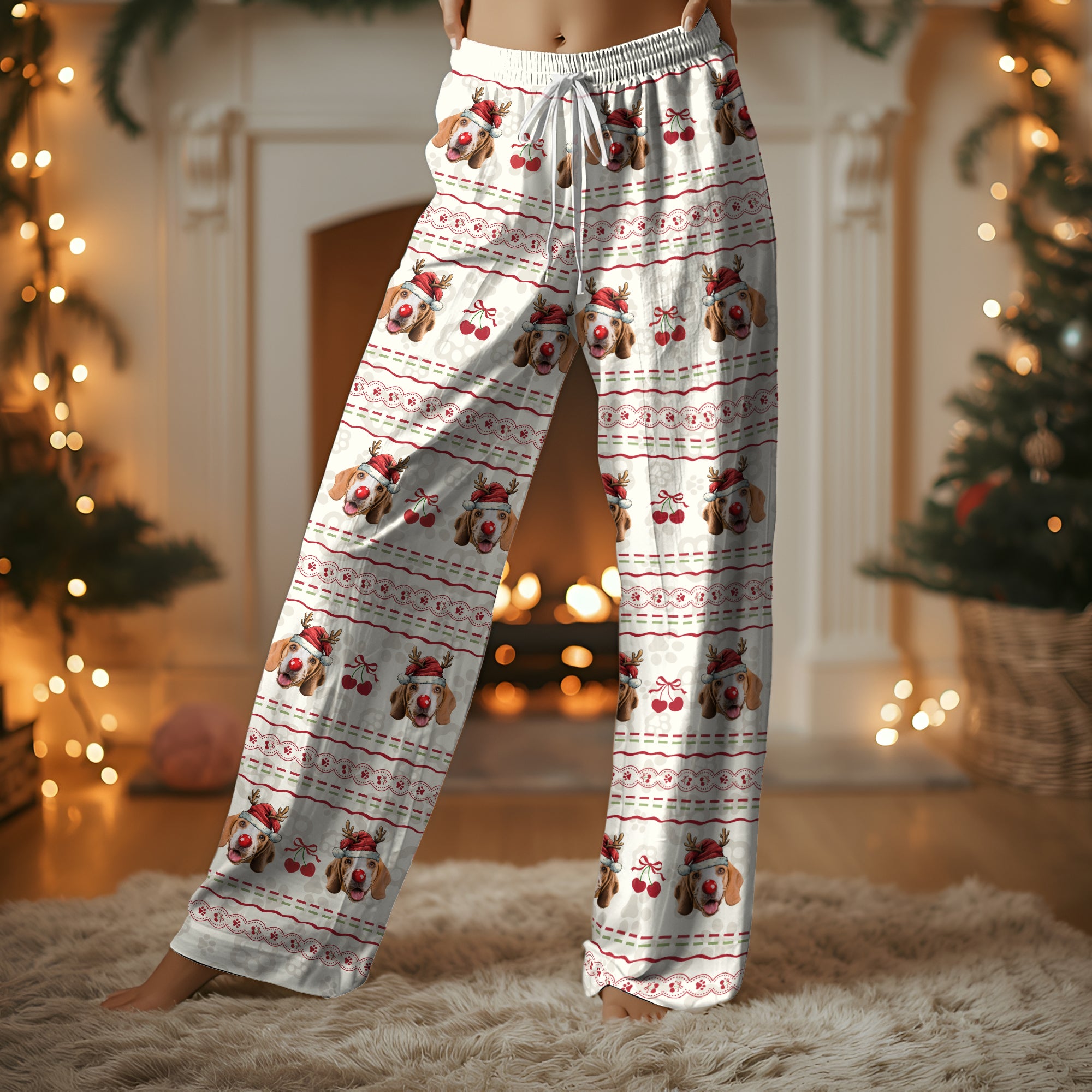 Custom Holiday Pet Pajama Pants – Personalized Dog Photo Christmas Lounge Bottoms