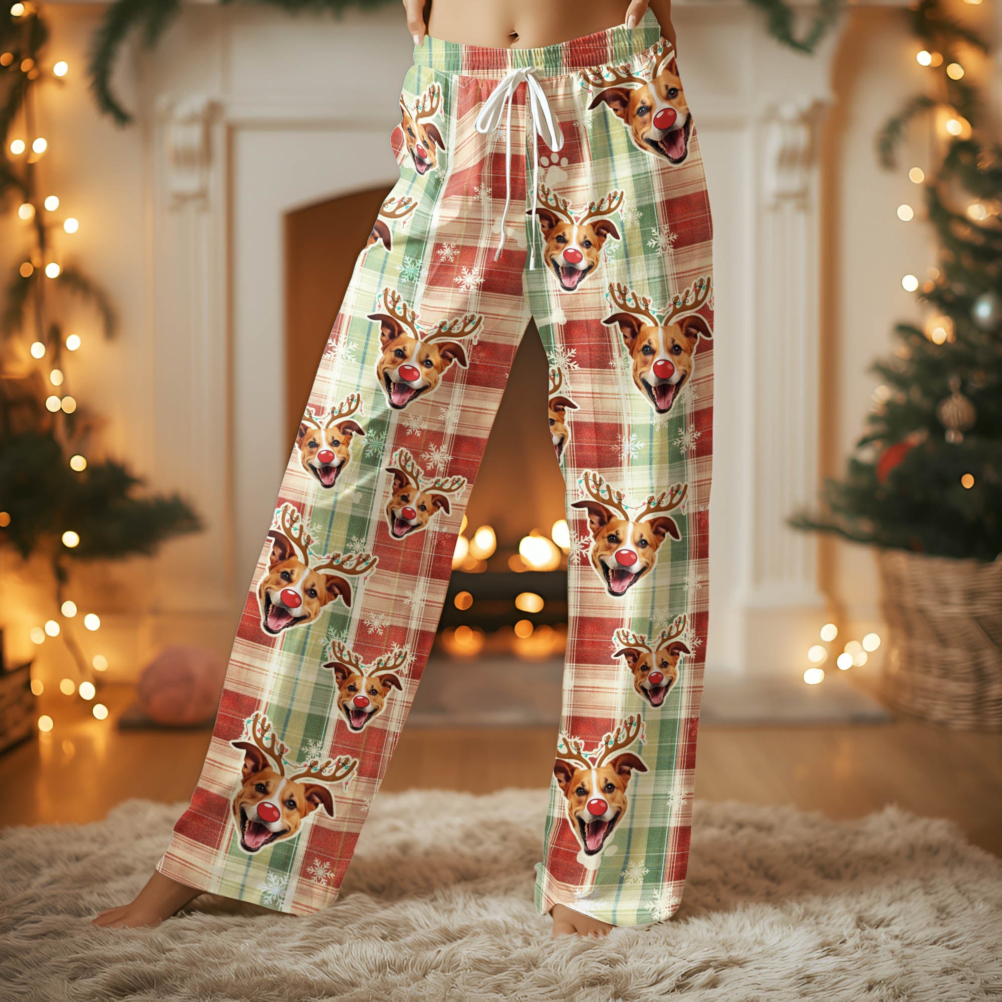 Custom Pet Face Pajamas – Personalized Christmas PJs for Women, Dog Mom Gifts, Cozy Holiday Sleepwear