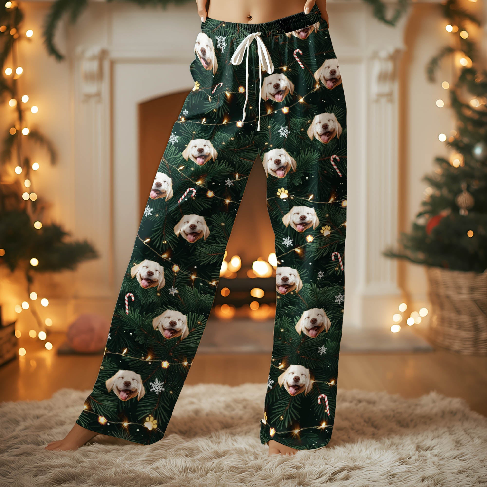 Personalized Dog Face Pajamas – Custom Christmas PJs for Women, Cute Pet Photo Sleepwear Gift