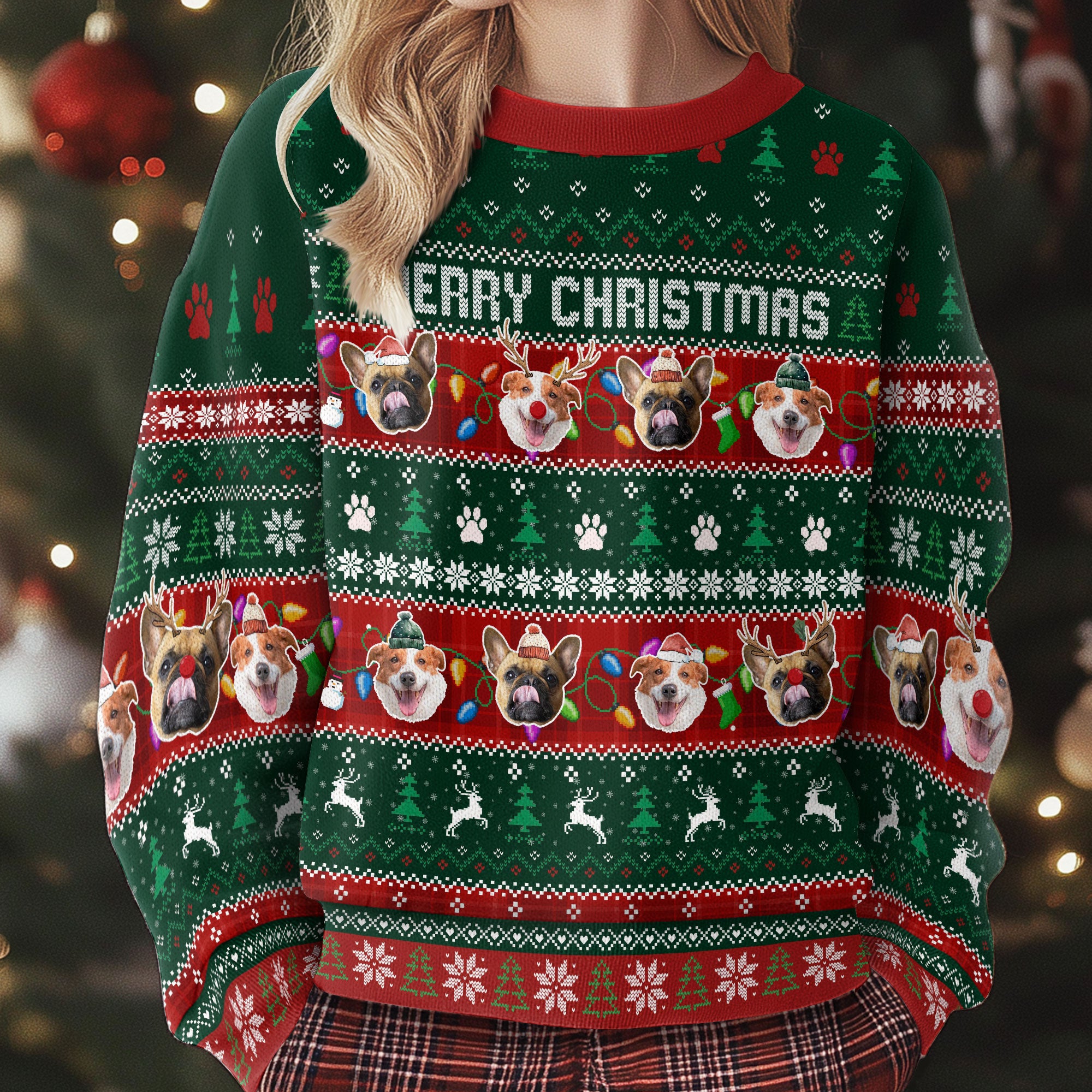 Custom Dogs Ugly Christmas Sweater – Personalized Holiday Sweatshirt Gift for Pet Lovers