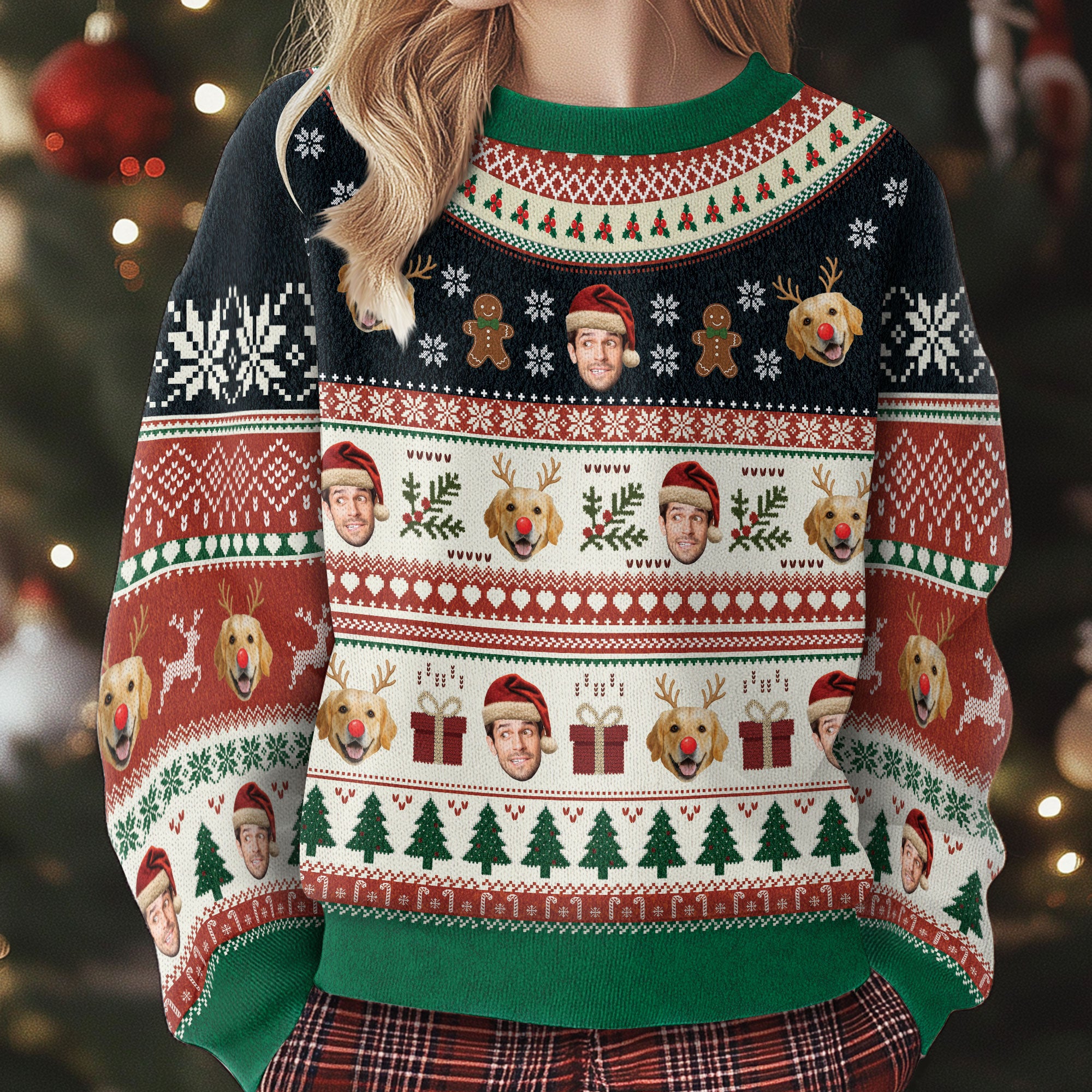 Personalized Dog Photo Christmas Sweater – Custom Holiday Sweatshirt Gift for Pet Lovers