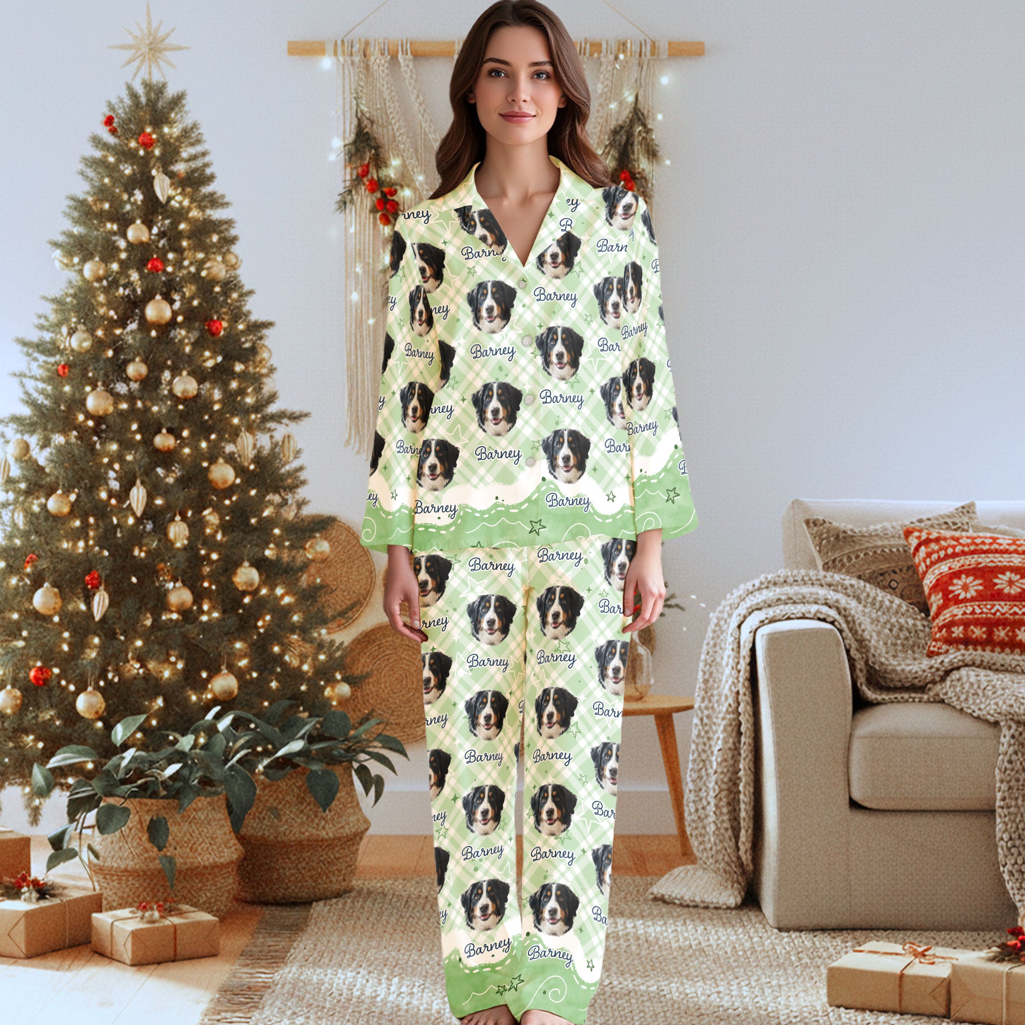 Pet Lover Custom Pajama Set – Dog Photo Printed Sleepwear