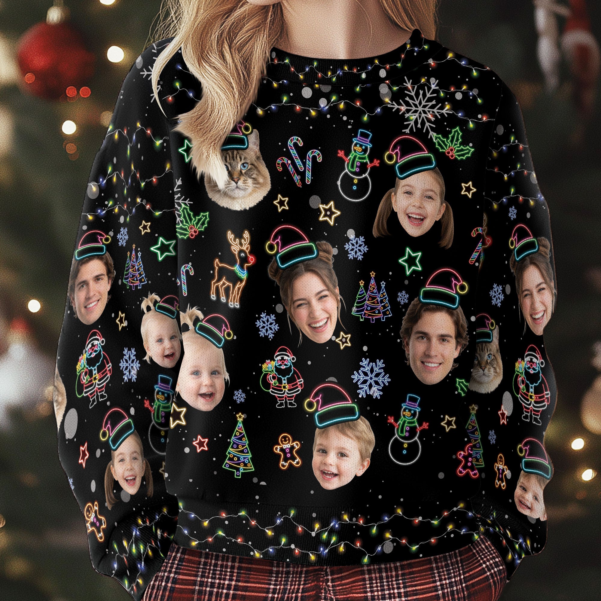 Custom Face Christmas Sweater – Personalized Ugly Xmas Sweater for Dog Mom, Holiday Gift