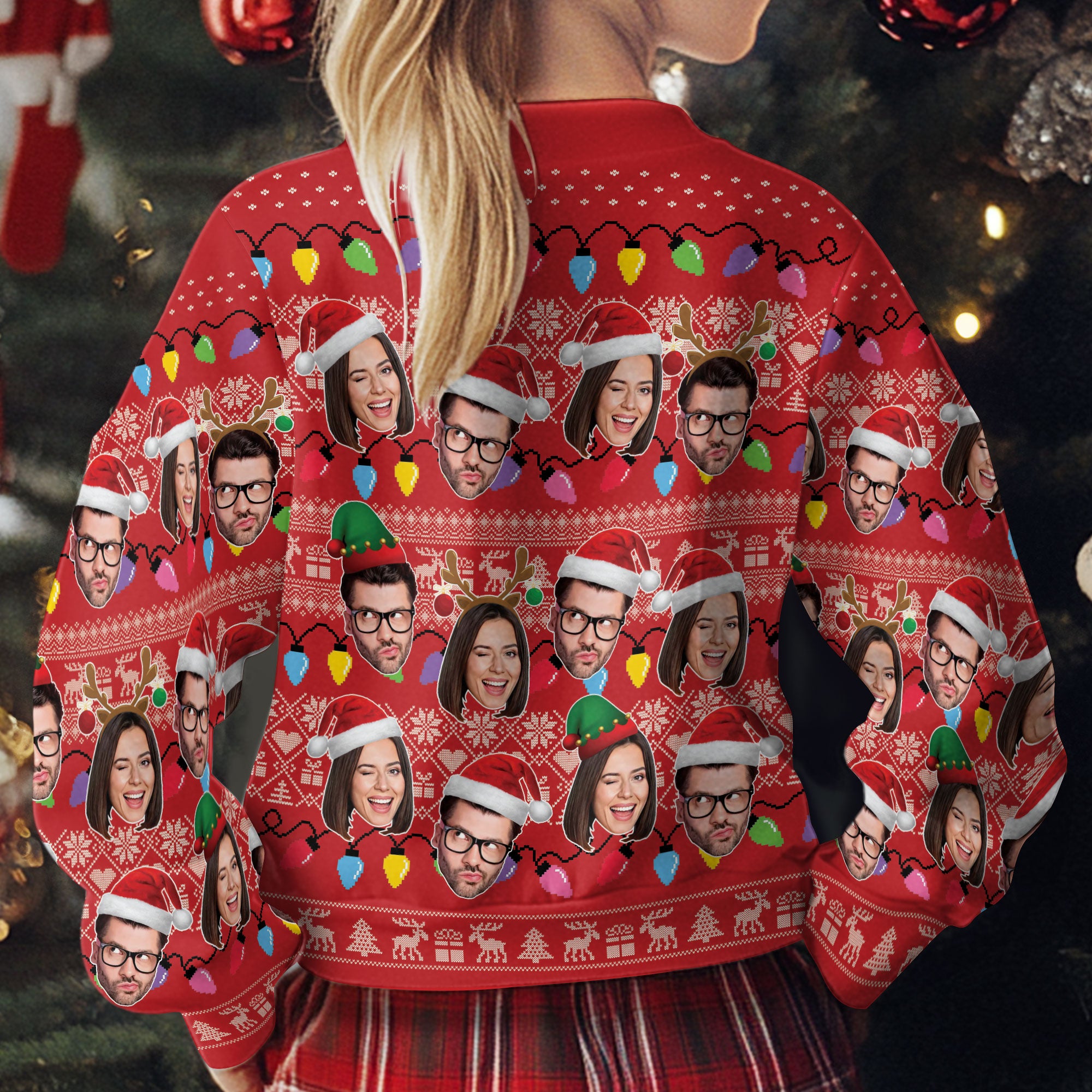 Custom Family Face Ugly Xmas Sweater – Personalized Photo Christmas Sweatshirt for Holiday Gift