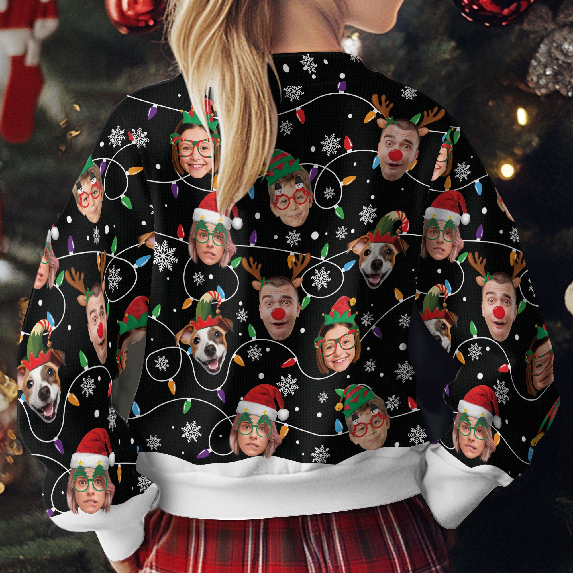 Funny Custom Pet & Human Face Christmas Sweater – Personalized Ugly Xmas Sweatshirt Gift for Pet Lovers