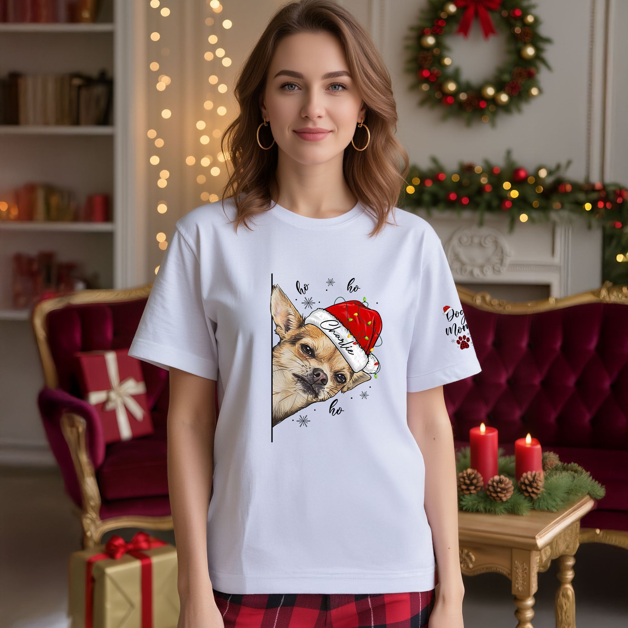Custom Pet T-Shirt – Personalized Dog Photo Shirt, Christmas Gift for Women Dog Mom