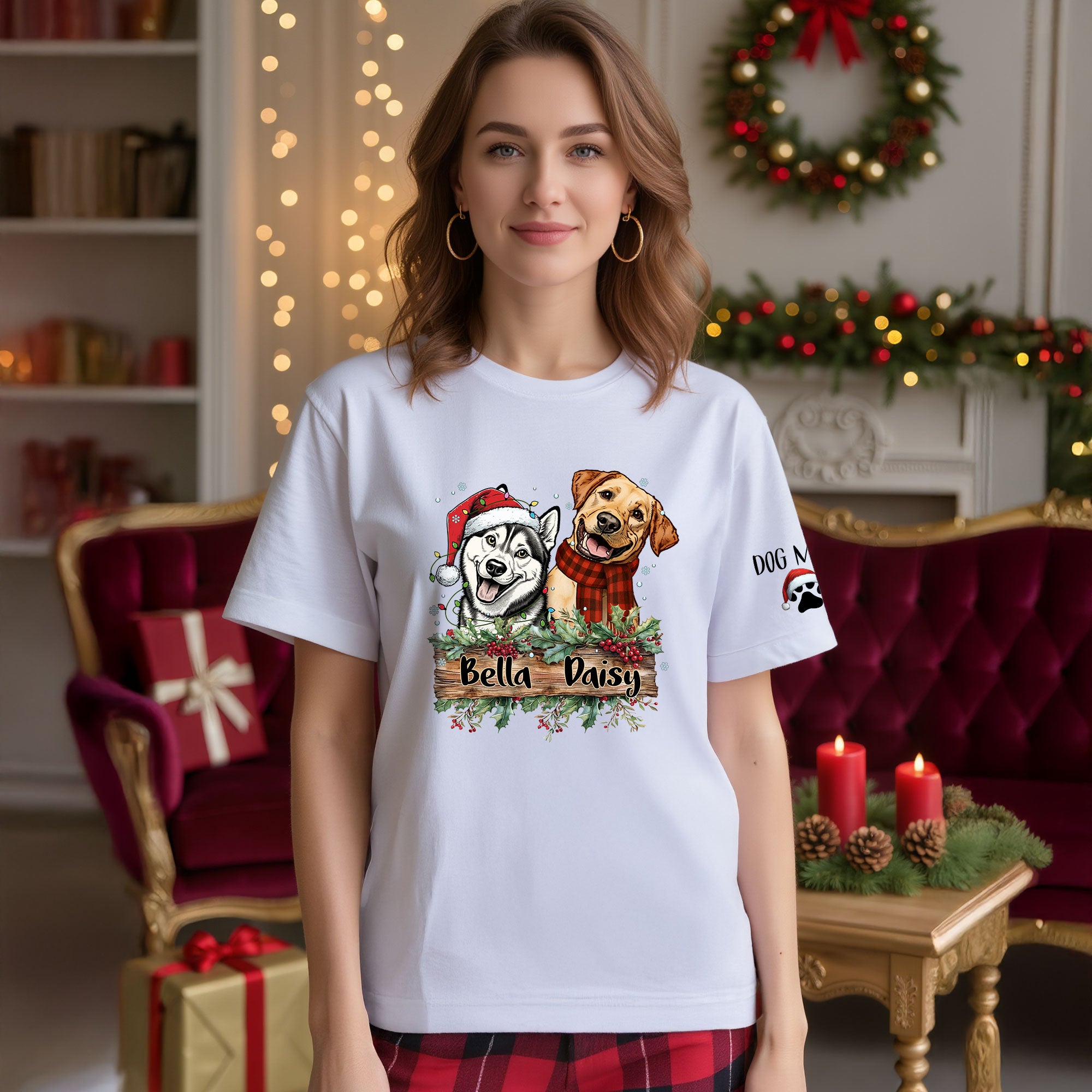 Christmas Dog T-Shirt – Custom Pet Photo Tee, Personalized Holiday Gift for Dog Lovers