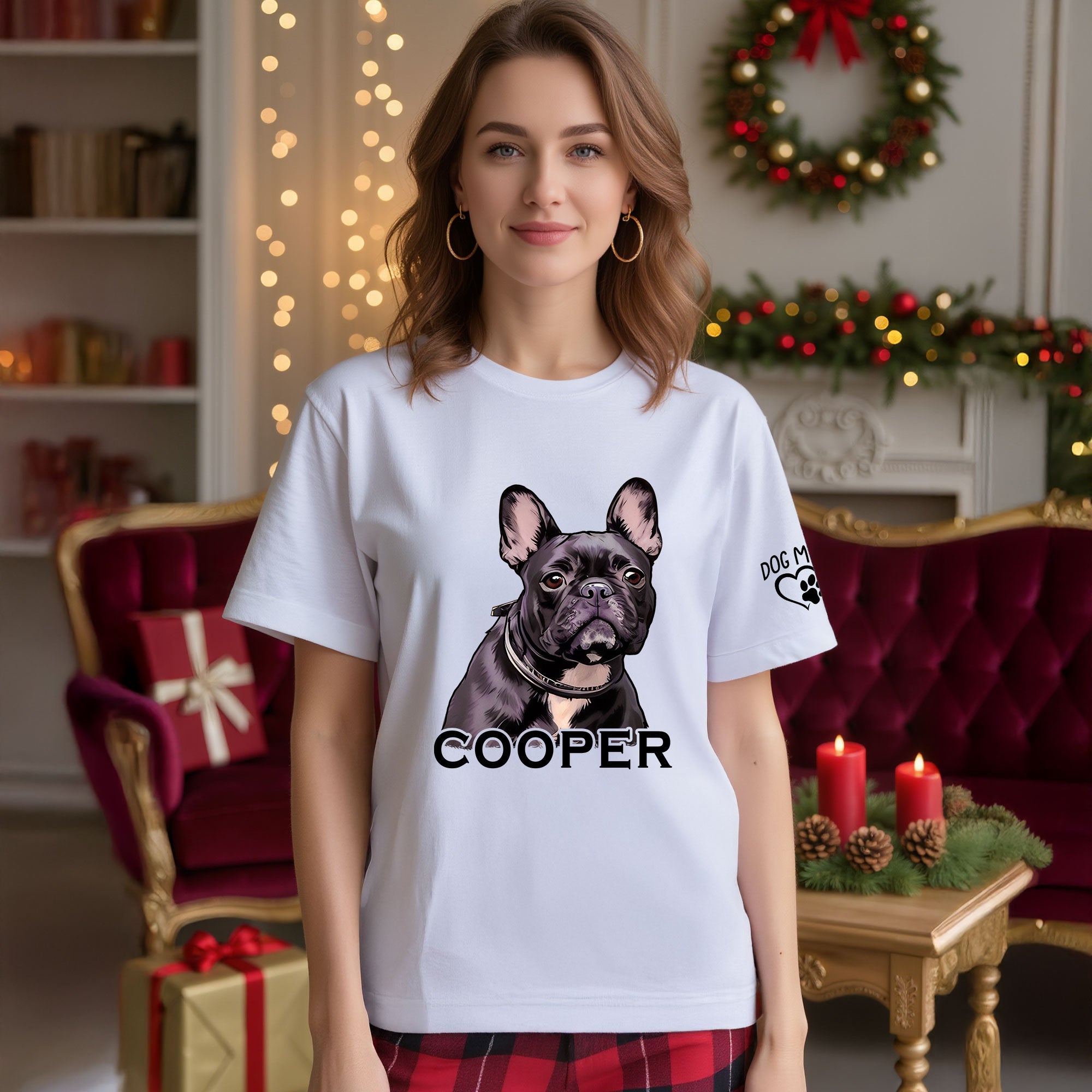 Custom Dog Mom T-Shirt – Personalized Pet Portrait & Name, Cute Dog Lover Gift