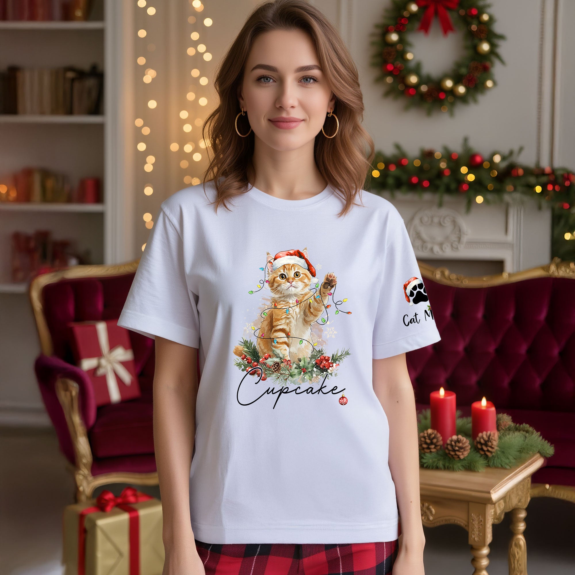 Custom Cat Lover T-Shirt – Personalized Pet Photo Christmas Shirt, Cute Gift for Pet Lovers