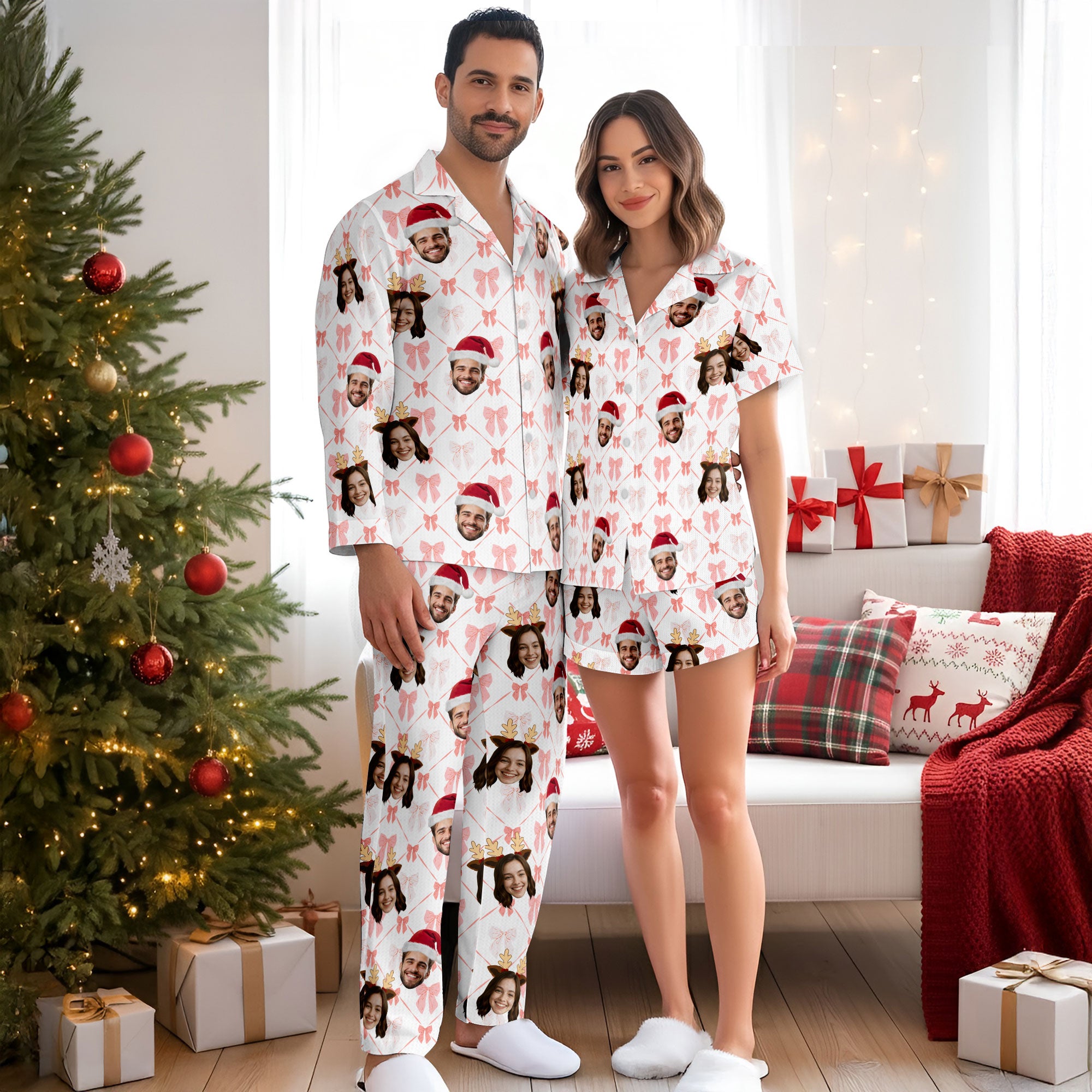 Personalized Photo Christmas Pajamas – Custom Matching PJs, Funny Sleep Set for Couples