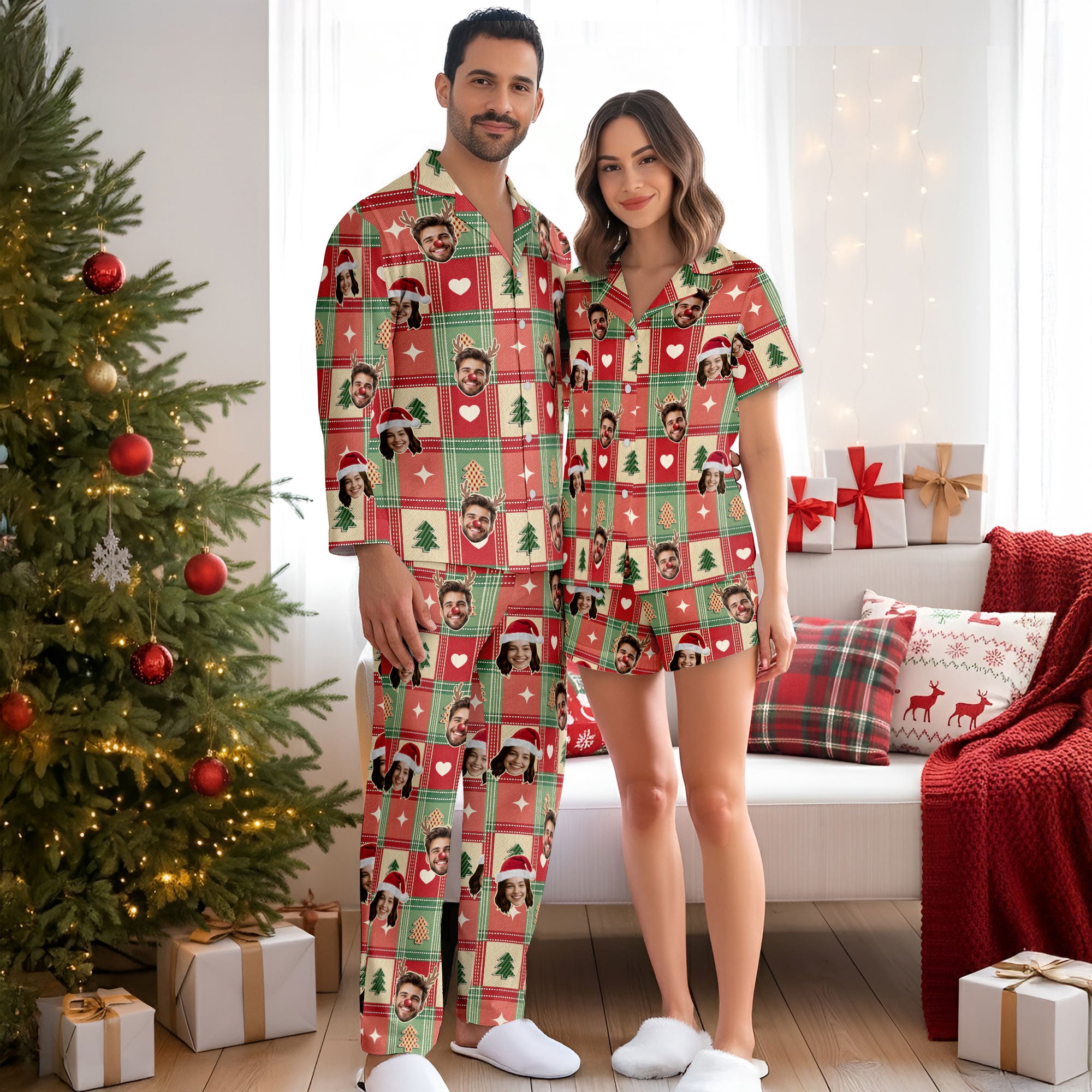 Custom Photo Pajama Pants – Personalized Christmas PJs, Funny Matching Set