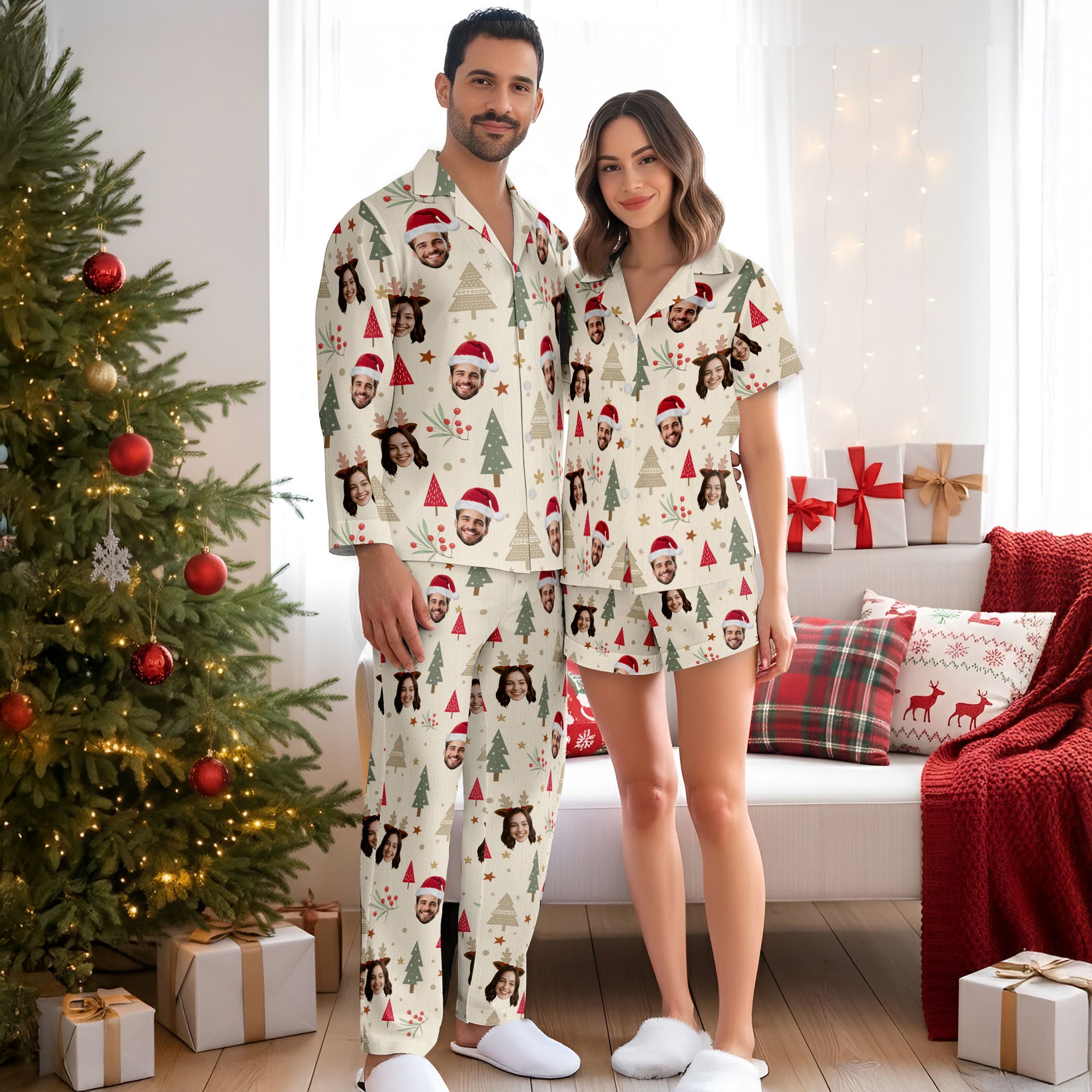Personalized Photo Pajamas – Custom Christmas Matching PJs, Funny Loungewear for Couples