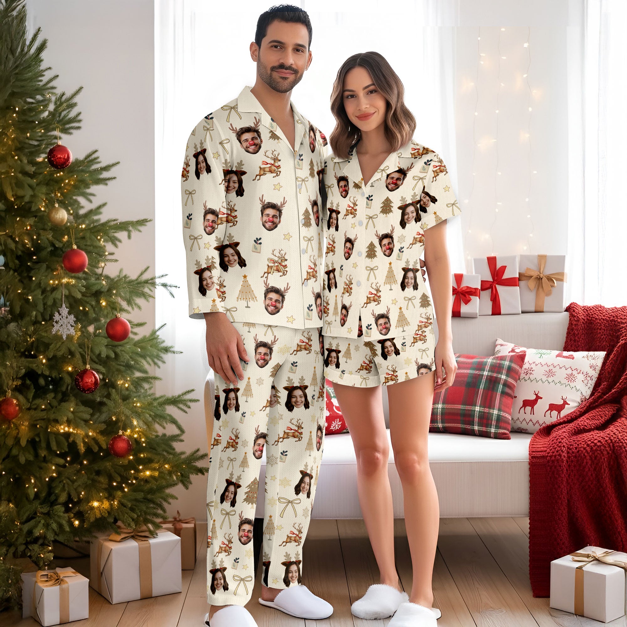 Personalized Christmas Pajamas – Custom Face PJs, Funny Matching Sleep Set for Family Gift