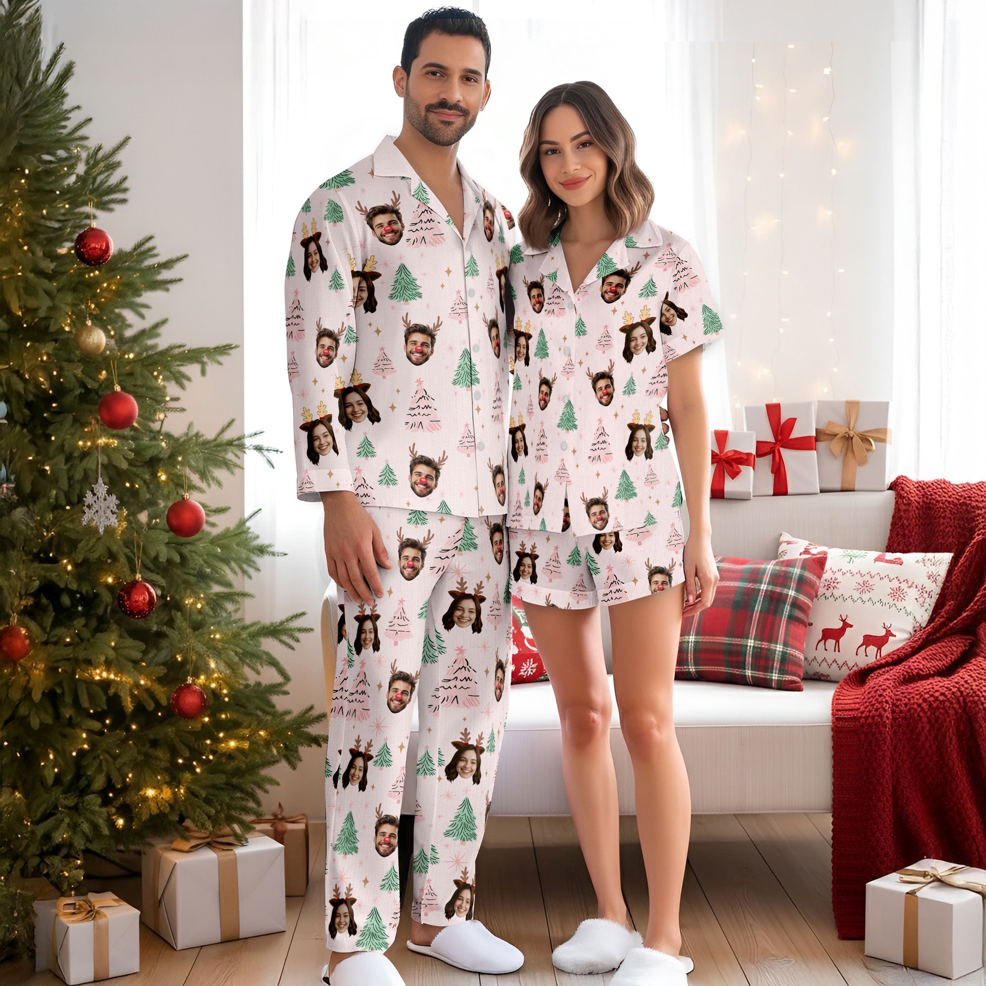 Personalized Face Pajamas – Custom Christmas Matching PJs, Funny Loungewear Gift for Him/Her
