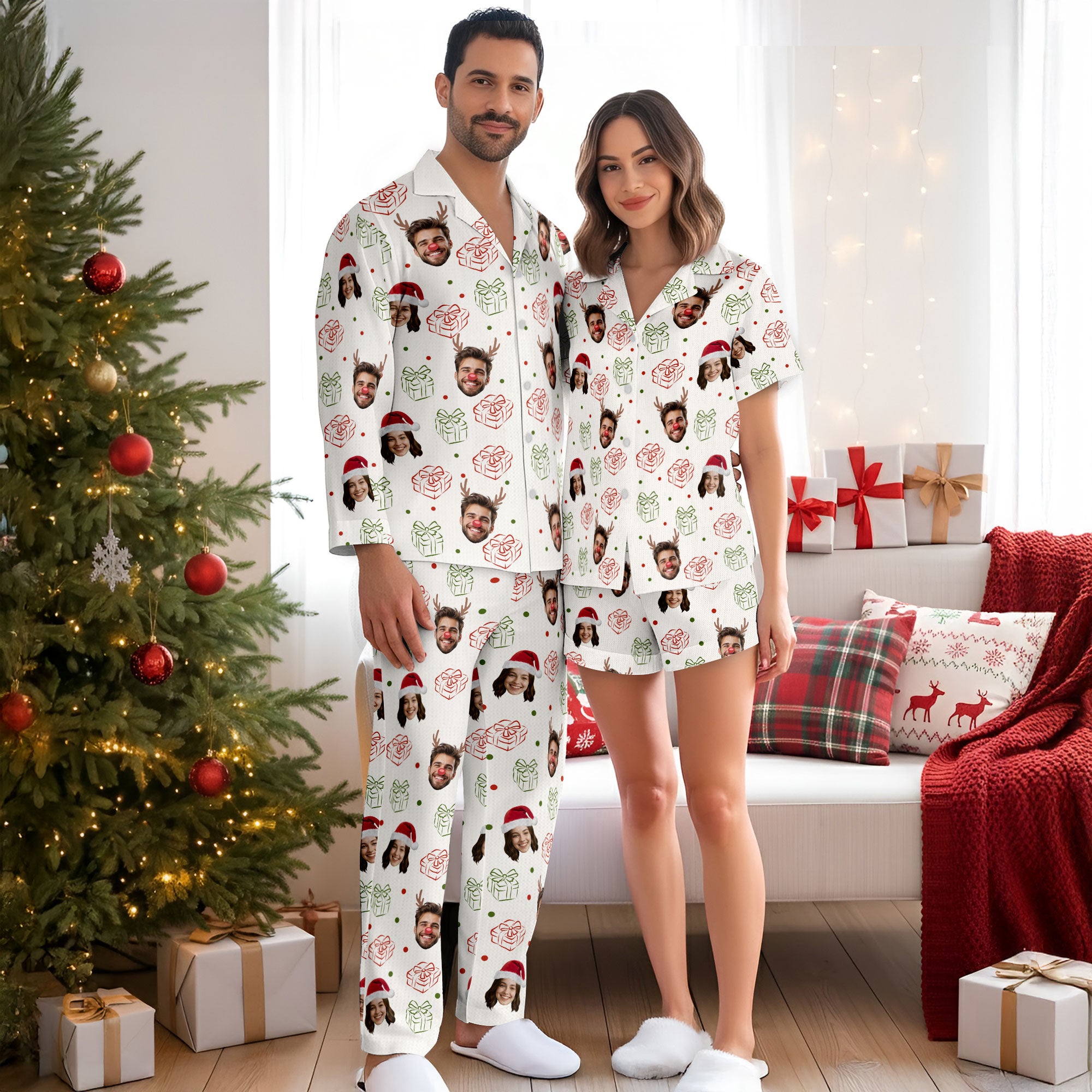 Custom Christmas Pajamas – Personalized Photo PJs, Funny Matching Set for Lovers Holiday