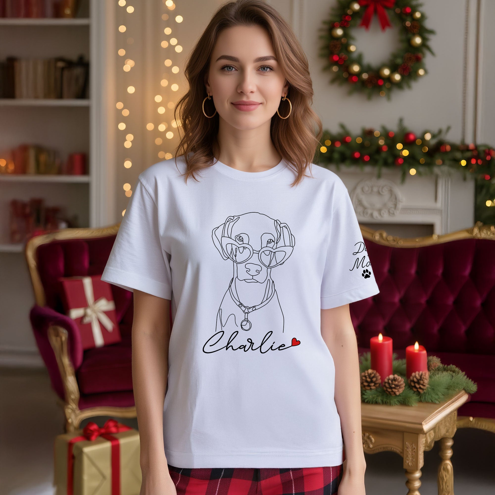 Personalized Dog Mom T-Shirt – Custom Pet Photo Shirt, Cute Christmas Gift for Dog Lovers
