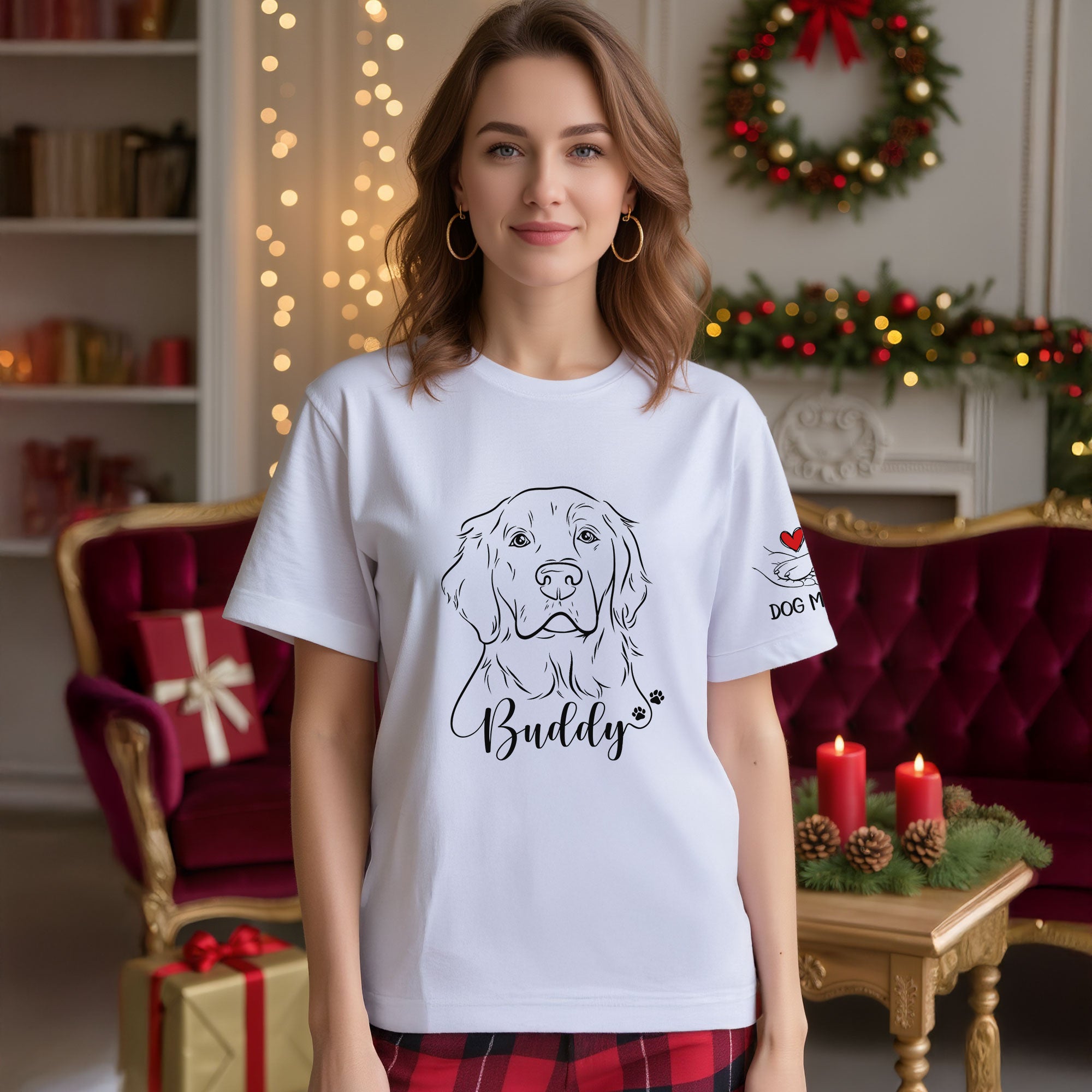 Custom Dog Mom T-Shirt – Personalized Line Art Dog Drawing, Unique Gift for Pet Lovers