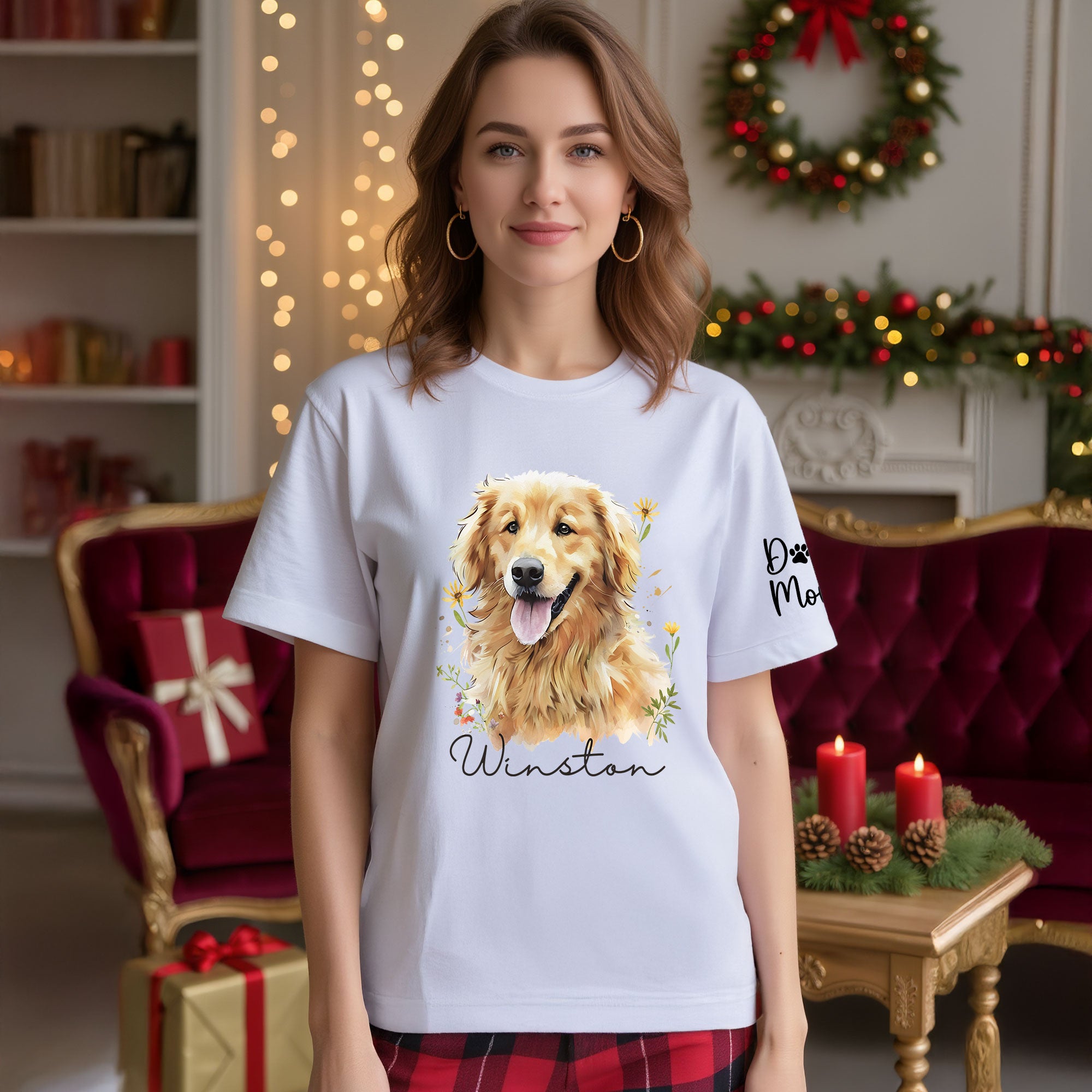 Custom Pet Portrait T-Shirt – Personalized Dog Lover Tee, Unique Gift for Dog Mom & Dog Dad
