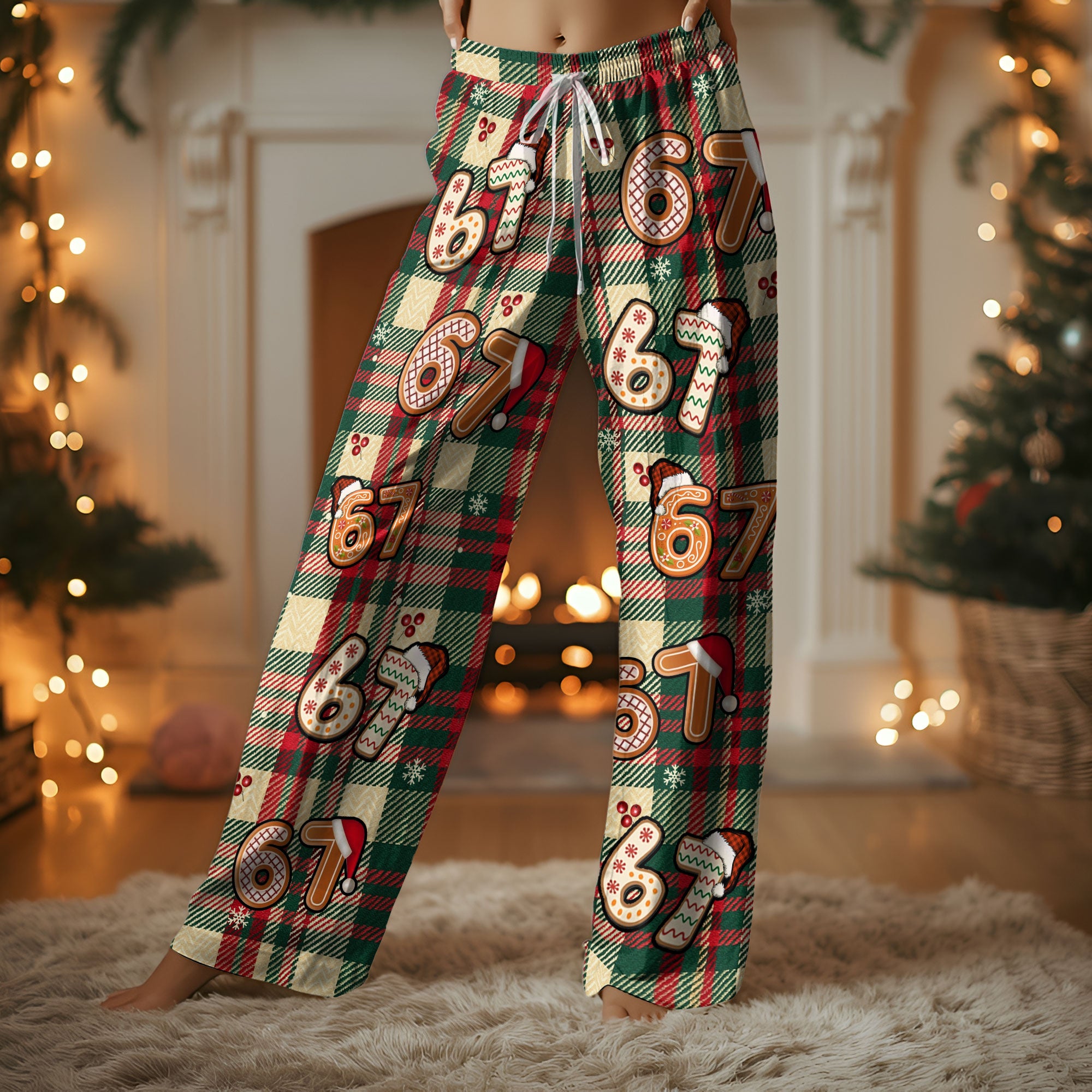 Christmas Number Print Pajamas Set – Festive 6 7 Pattern Sleepwear