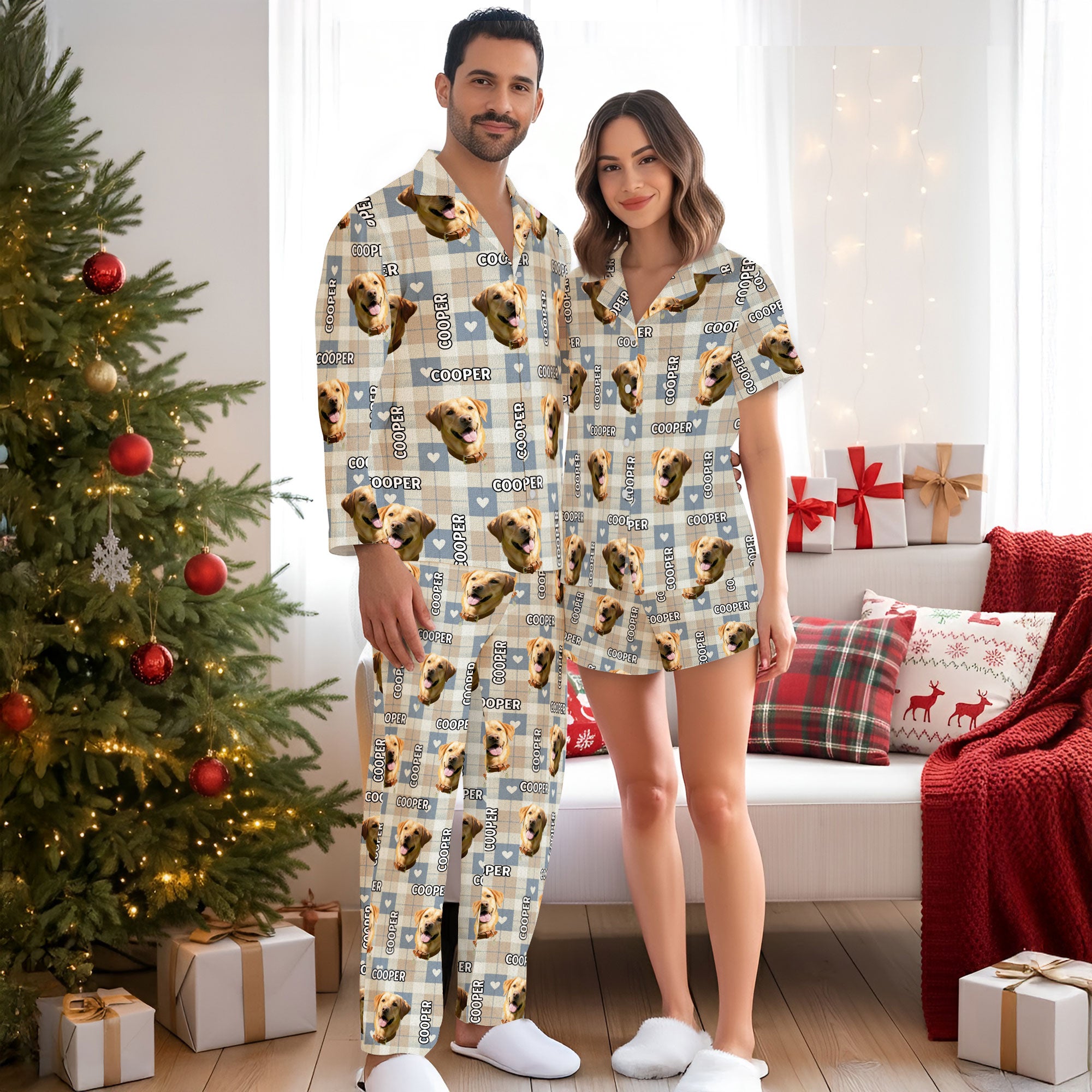 Custom Dog Face Pajamas – Funny Holiday PJs for Pet Lovers, Personalized Christmas Gift Loungewear
