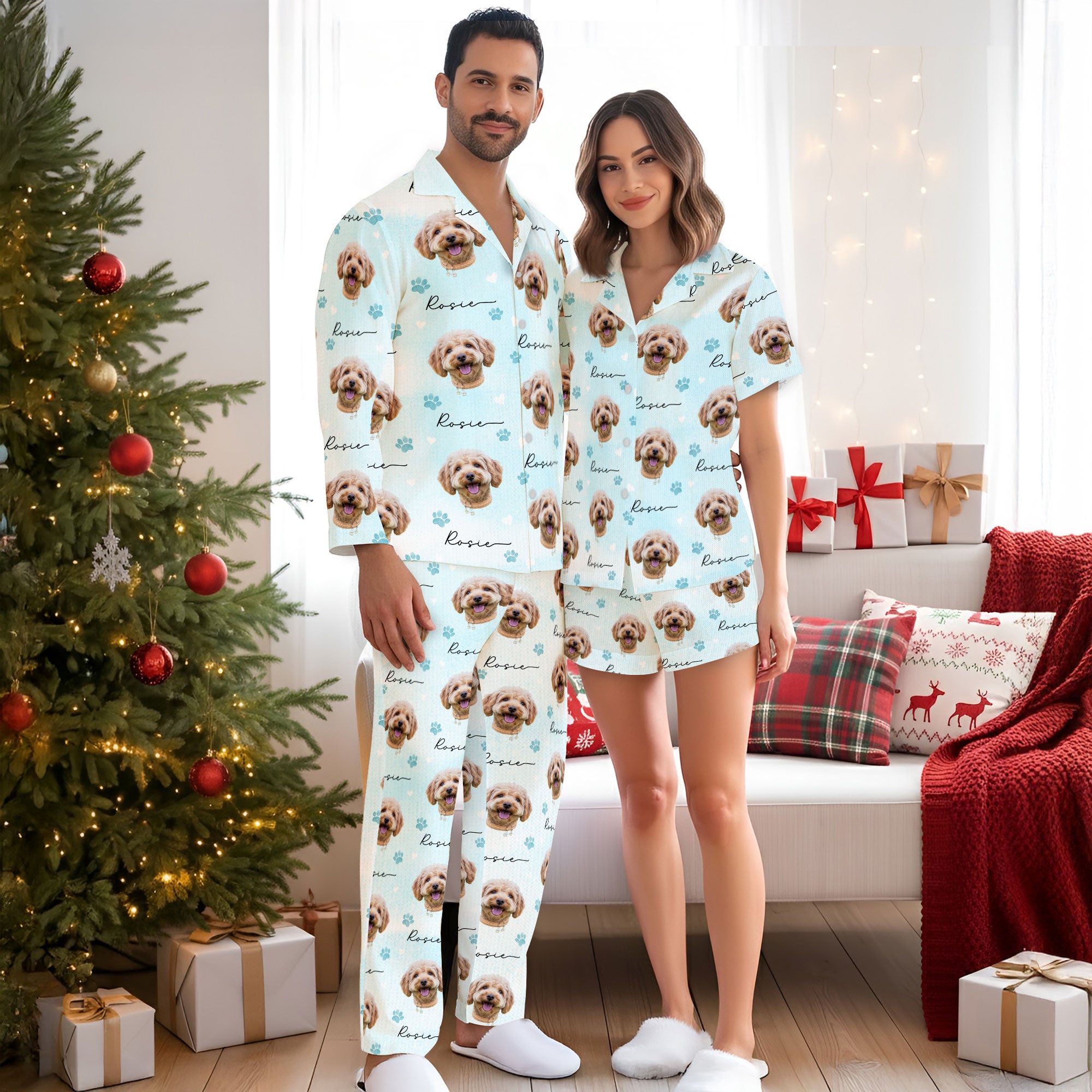 Custom Photo Pet Pajamas – Cute Christmas PJs for Pet Lovers, Personalized Holiday Gift Set