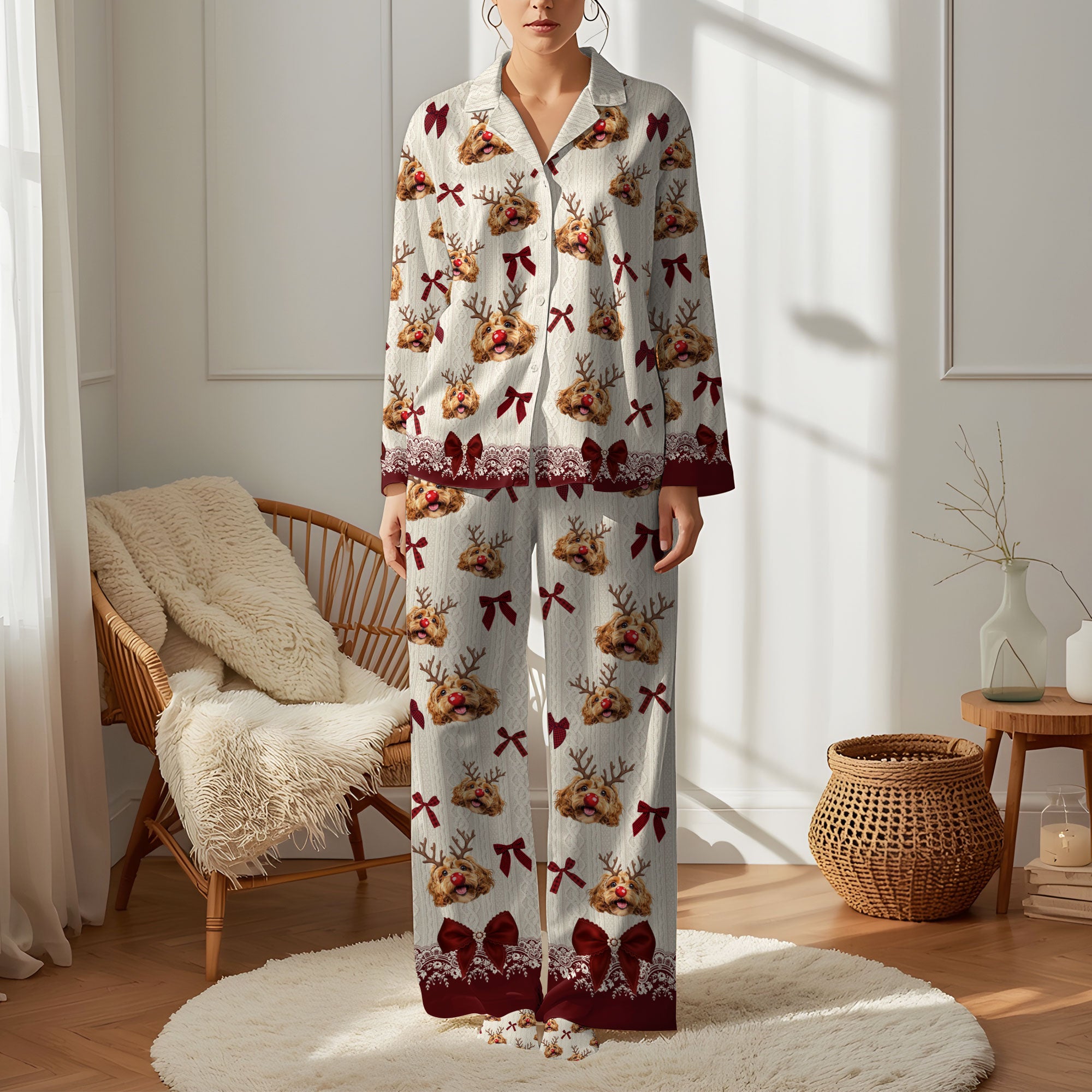 Custom Pet Photo Pajama Pants – Soft Imitation Cotton, Personalized Dog Lounge Wear Gift