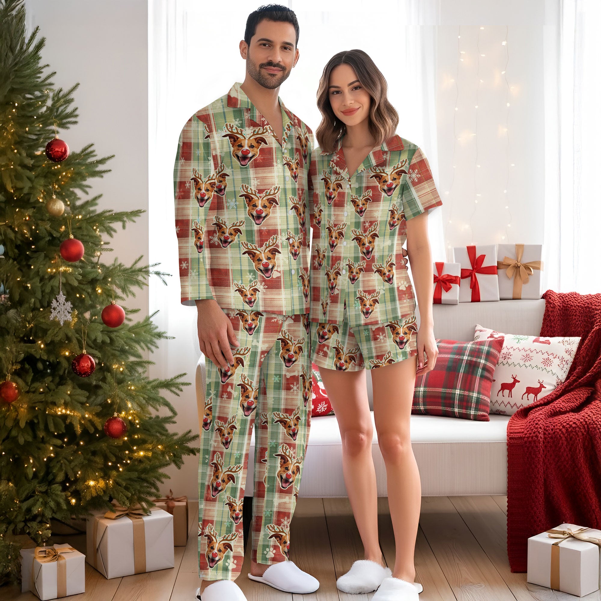 Custom Pet Face Pajamas – Personalized Christmas PJs for Women, Dog Mom Gifts, Cozy Holiday Sleepwear