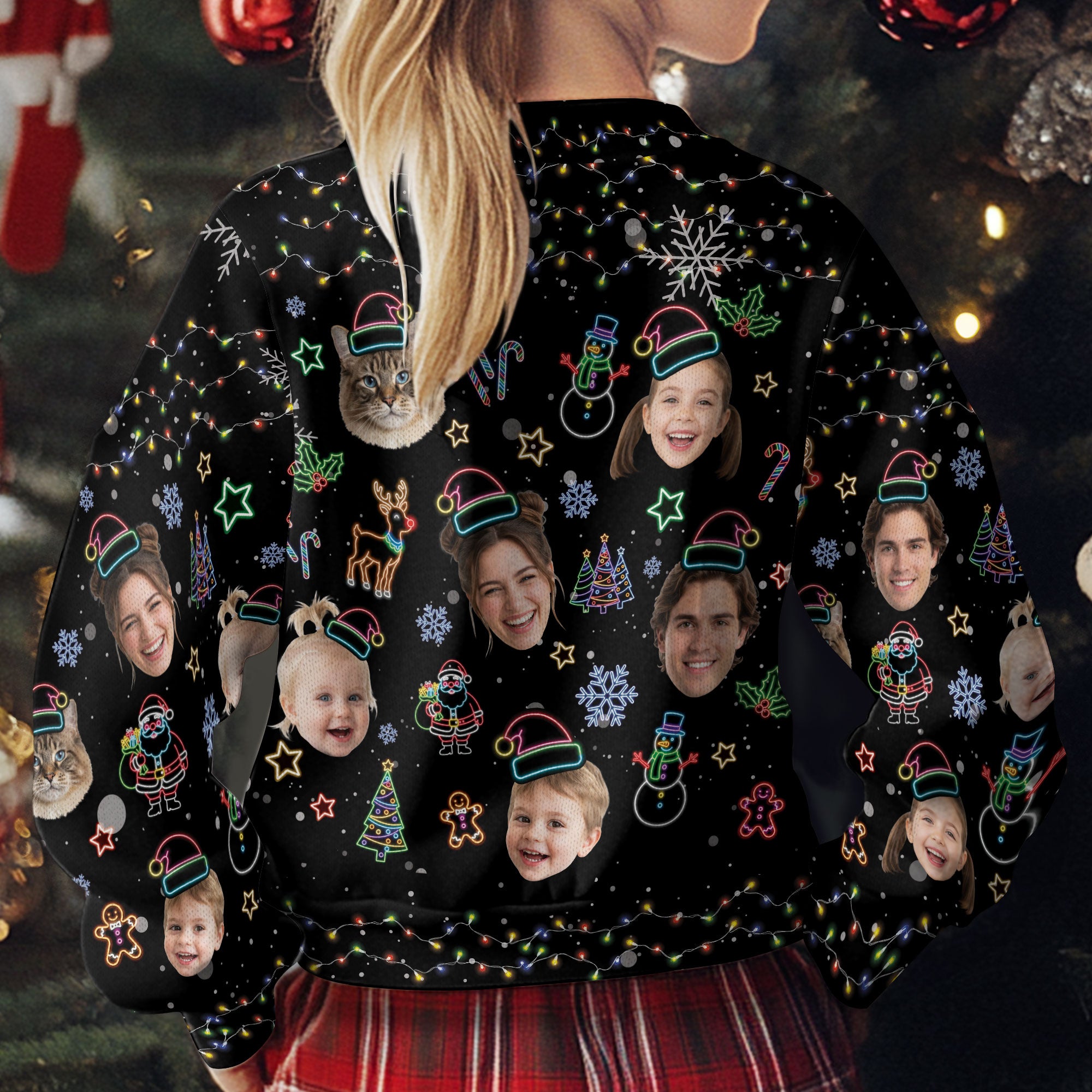 Custom Face Christmas Sweater – Personalized Ugly Xmas Sweater for Dog Mom, Holiday Gift