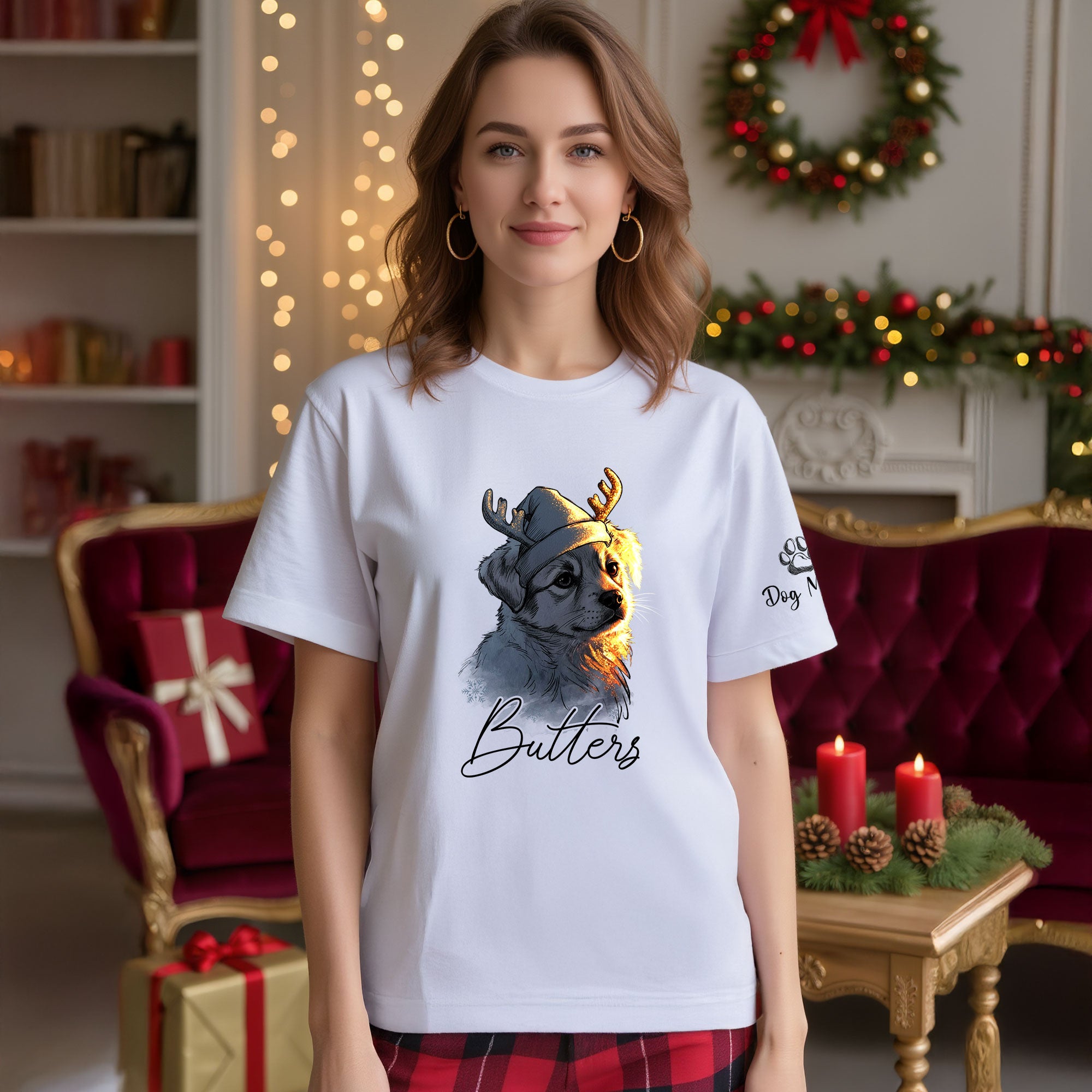 Festive Dog Mom Tee – Christmas Shirt for Women Who Love Their Pup