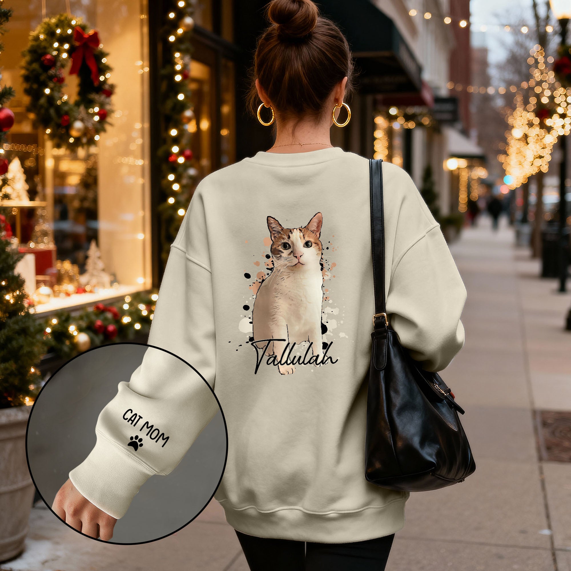 Personalized Cat Mom Sweatshirt – Custom Photo Sweatshirt for Women Cat Lovers