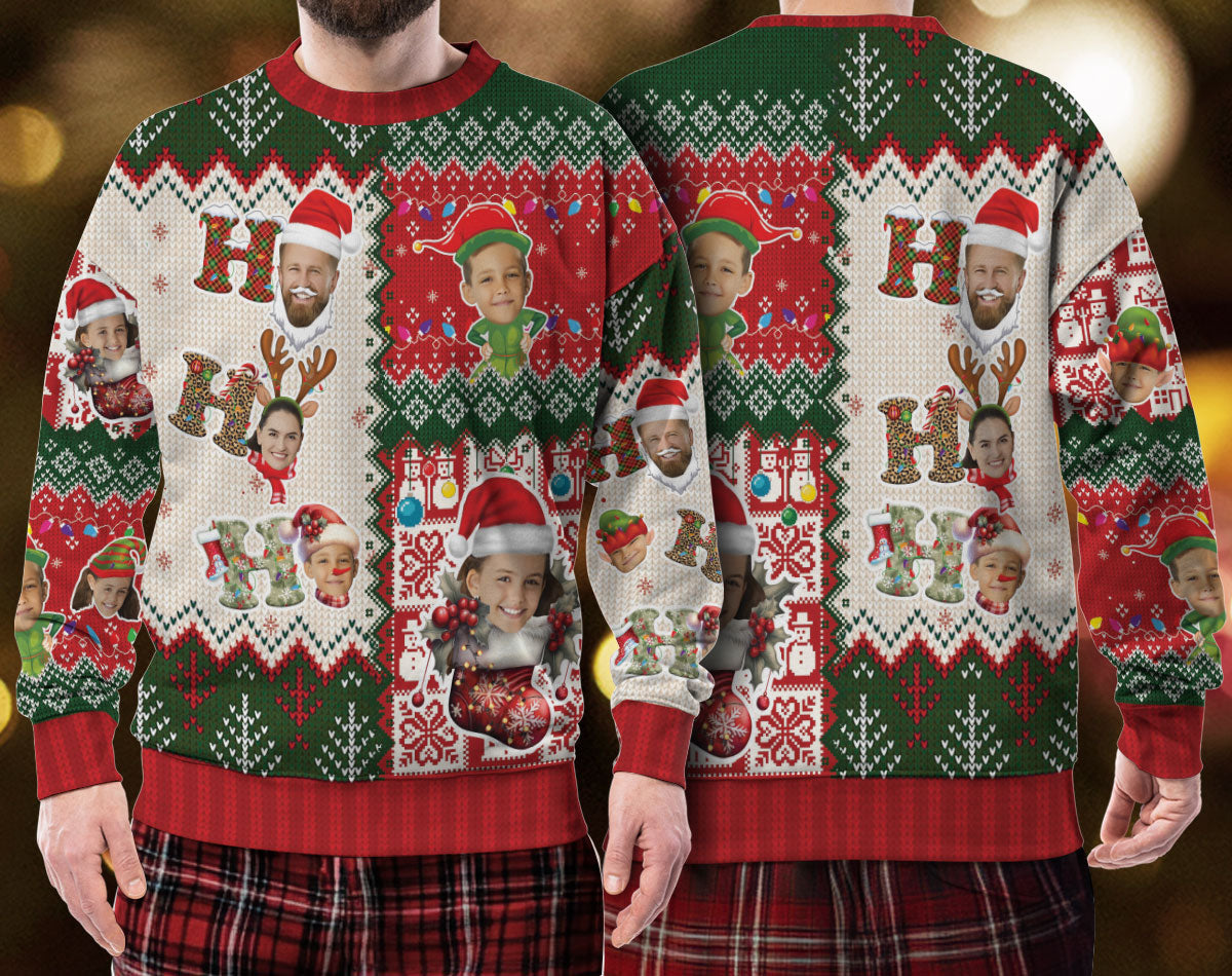 Personalized Face Ugly Christmas Sweater – Custom Holiday Sweatshirt for Men, Funny Gift