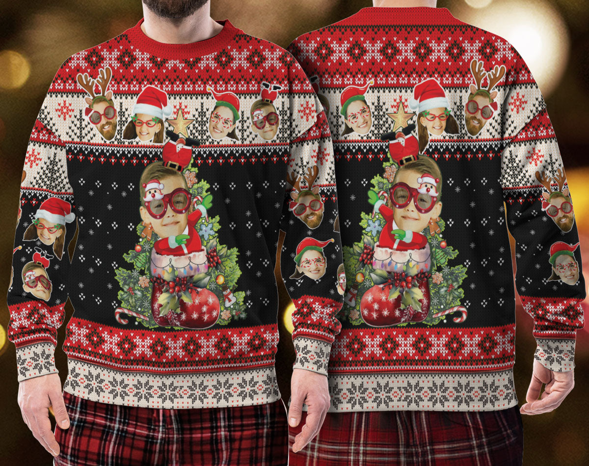 Custom Photo Ugly Christmas Sweater – Personalized Holiday Sweatshirt for Women Gift