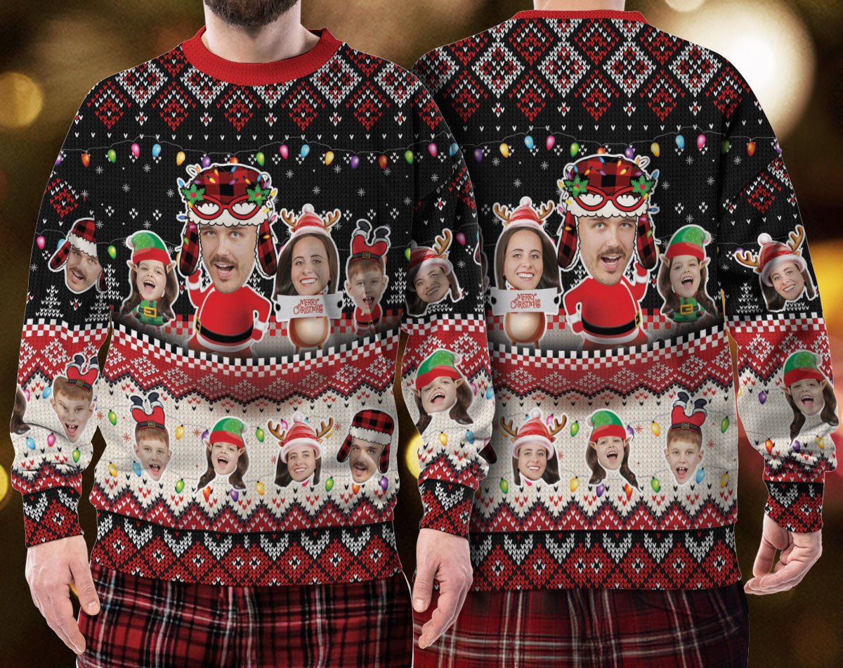 Funny Custom Face Christmas Sweater – Personalized Holiday Sweatshirt for Men & Women