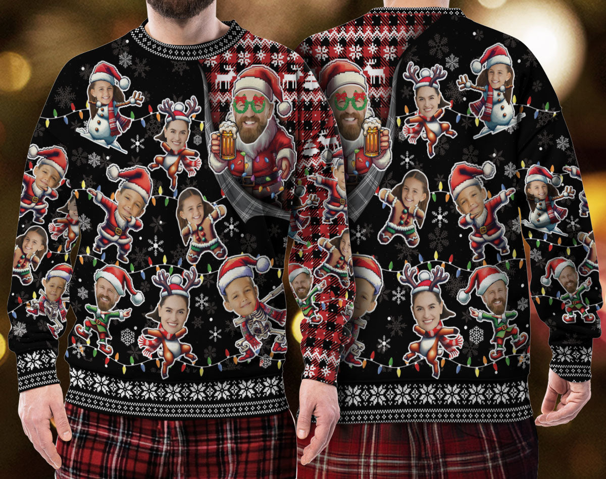 Ugly Christmas Sweater Custom Face – Personalized Holiday Sweatshirt for Couples Gift