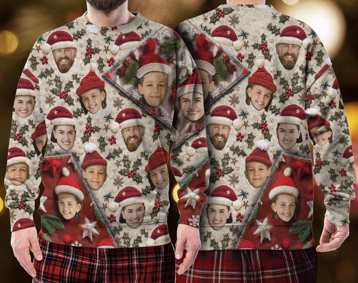 Personalized Ugly Christmas Sweater – Custom Photo Holiday Sweatshirt for Family Gifts