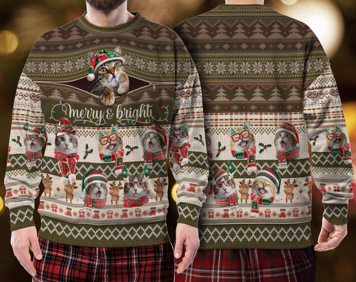 Funny Cat Christmas Sweater – Custom Holiday Sweatshirt for Men & Women Gift