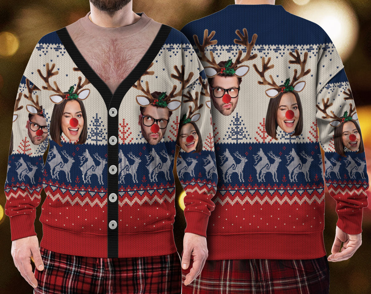 Custom Face Ugly Christmas Sweater – Personalized Photo Holiday Sweatshirt for Men & Women Gift