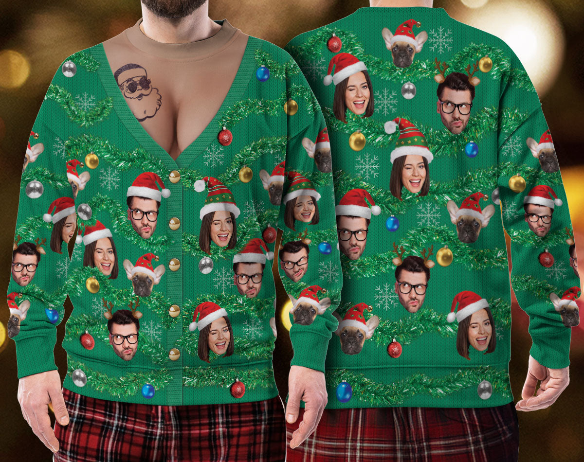 Personalized Face Ugly Xmas Sweater – Funny Custom Photo Christmas Sweatshirt for Funny Gift