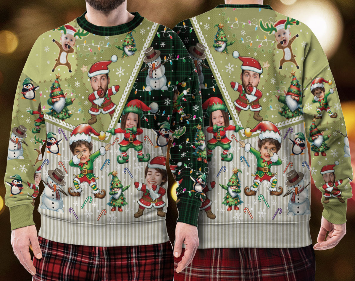 Personalized Photo Holiday Sweater – Custom Face Ugly Christmas Sweatshirt for Family Gift