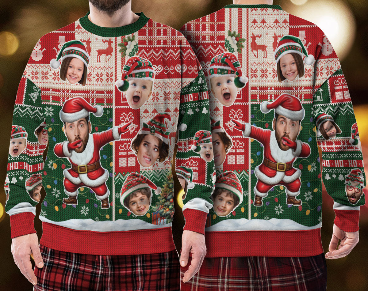 Personalized Photo Ugly Christmas Sweater – Funny Custom Face Holiday Sweatshirt for Holiday Gift