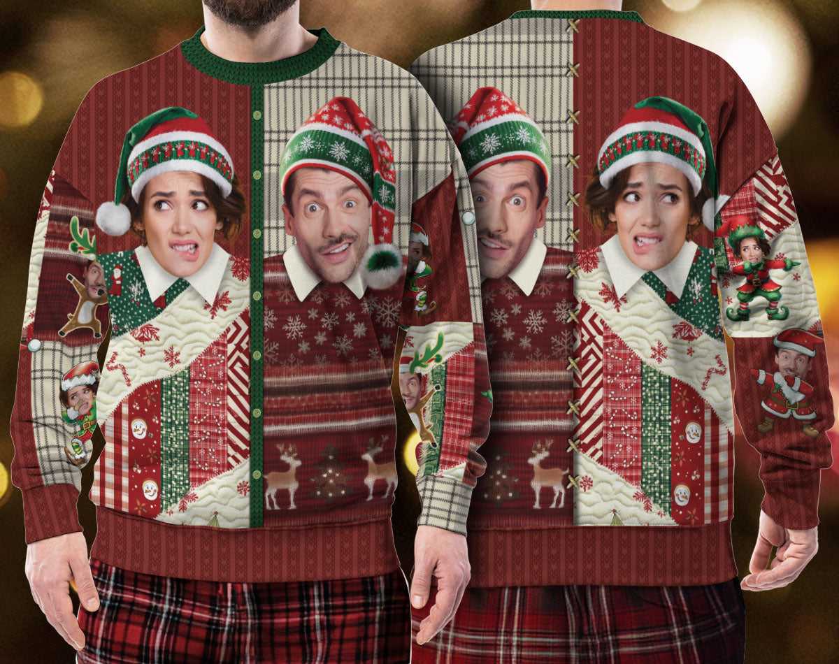 Funny Custom Photo Ugly Christmas Sweater – Personalized Holiday Sweatshirt for Women & Men