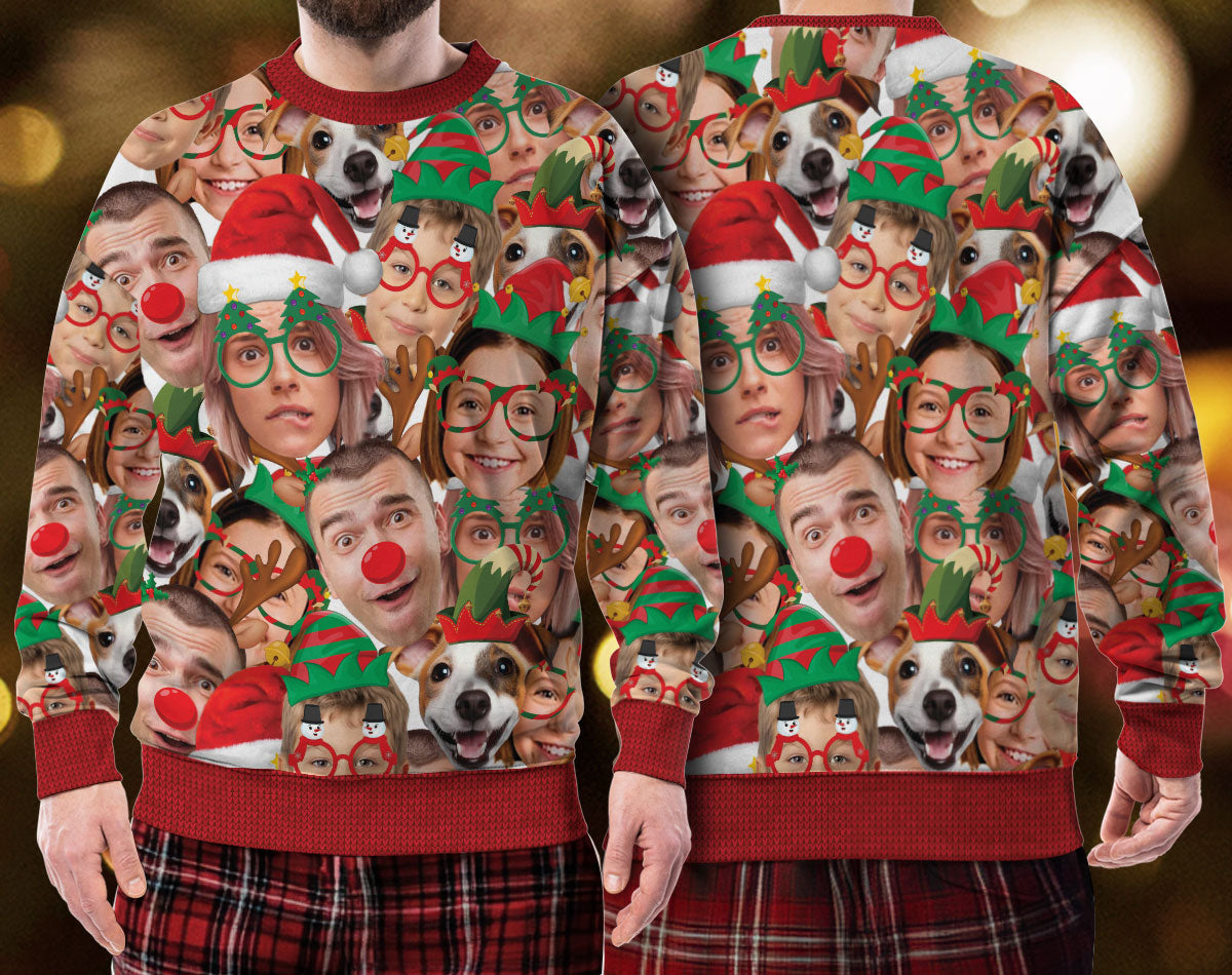 Personalized Photo Ugly Christmas Sweater – Custom Holiday Gift Sweatshirt for Family